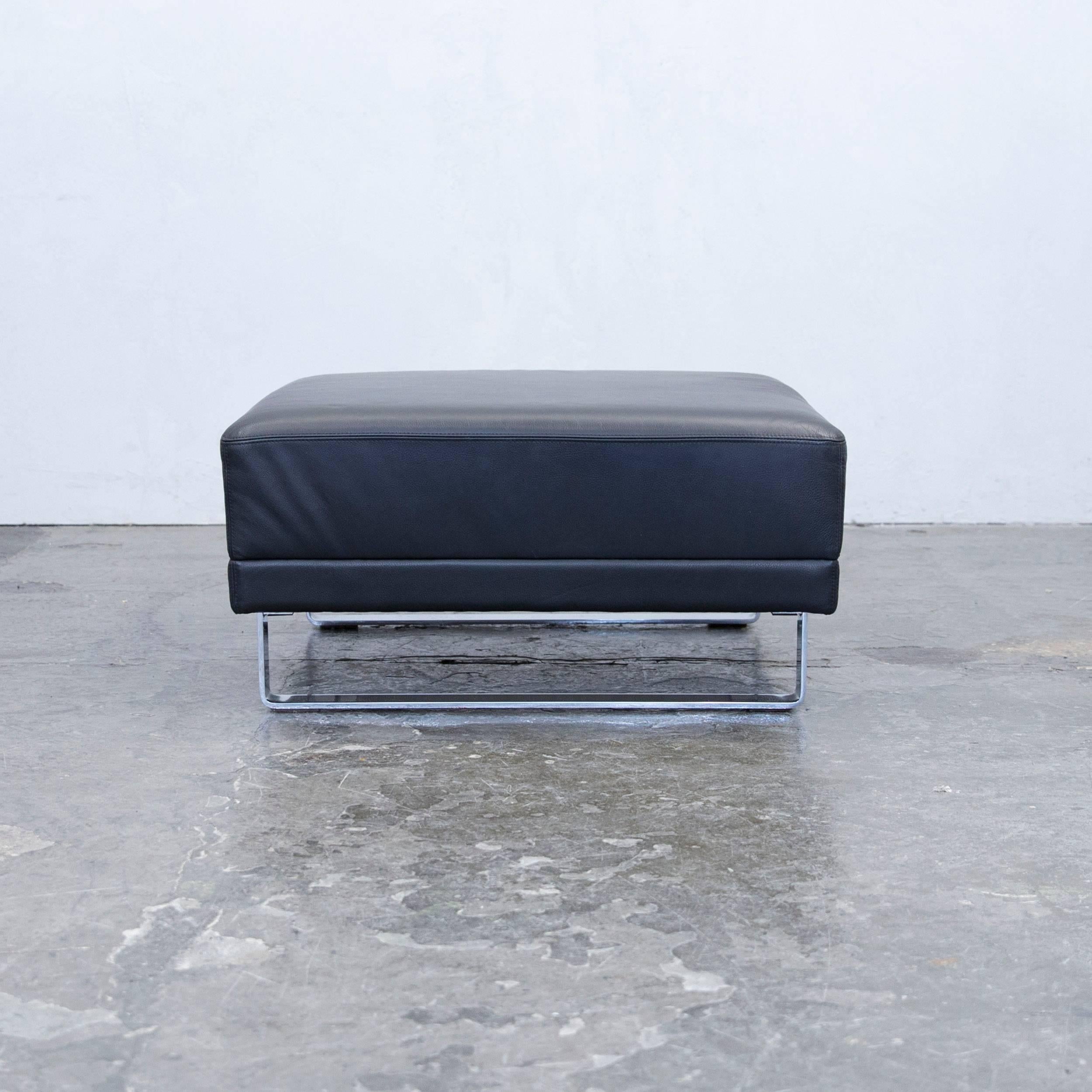 Brühl Alba Designer Footstool Leather Black Pouff One-Seat Couch Modern 1