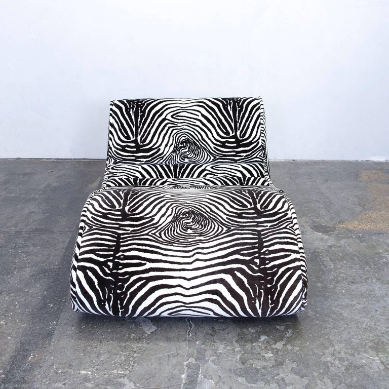 Bretz Designer Recamiere Microfibre White Black Zebra Pattern Sofa