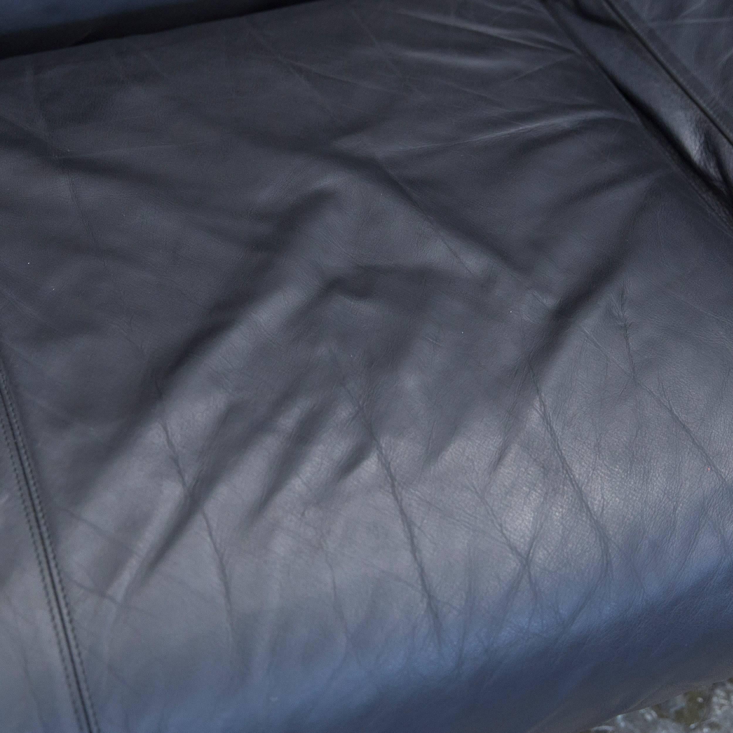 B&B Italia Alanda Designer Sofa Leather Black Three-Seat Function Couch Modern 1