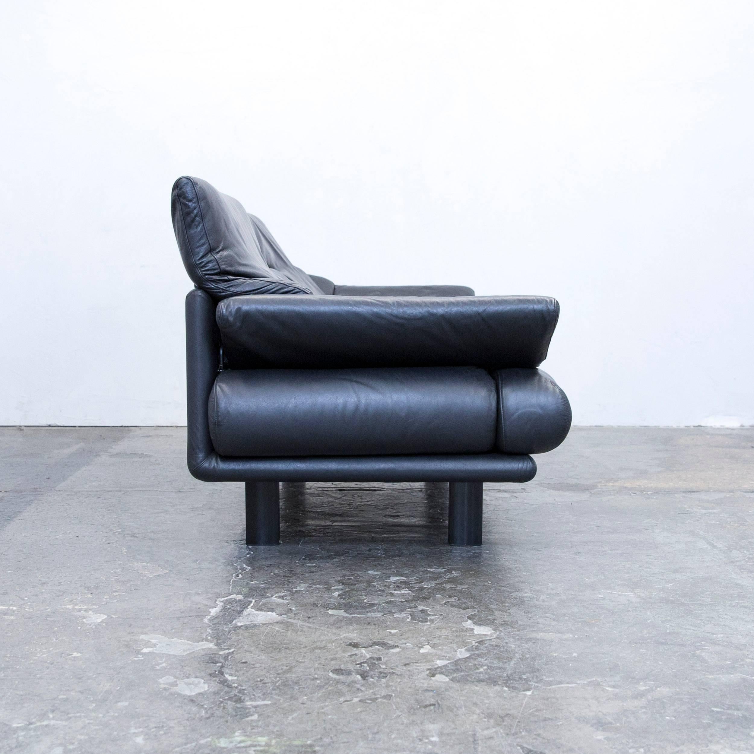 B&B Italia Alanda Designer Sofa Leather Black Three-Seat Function Couch Modern 5