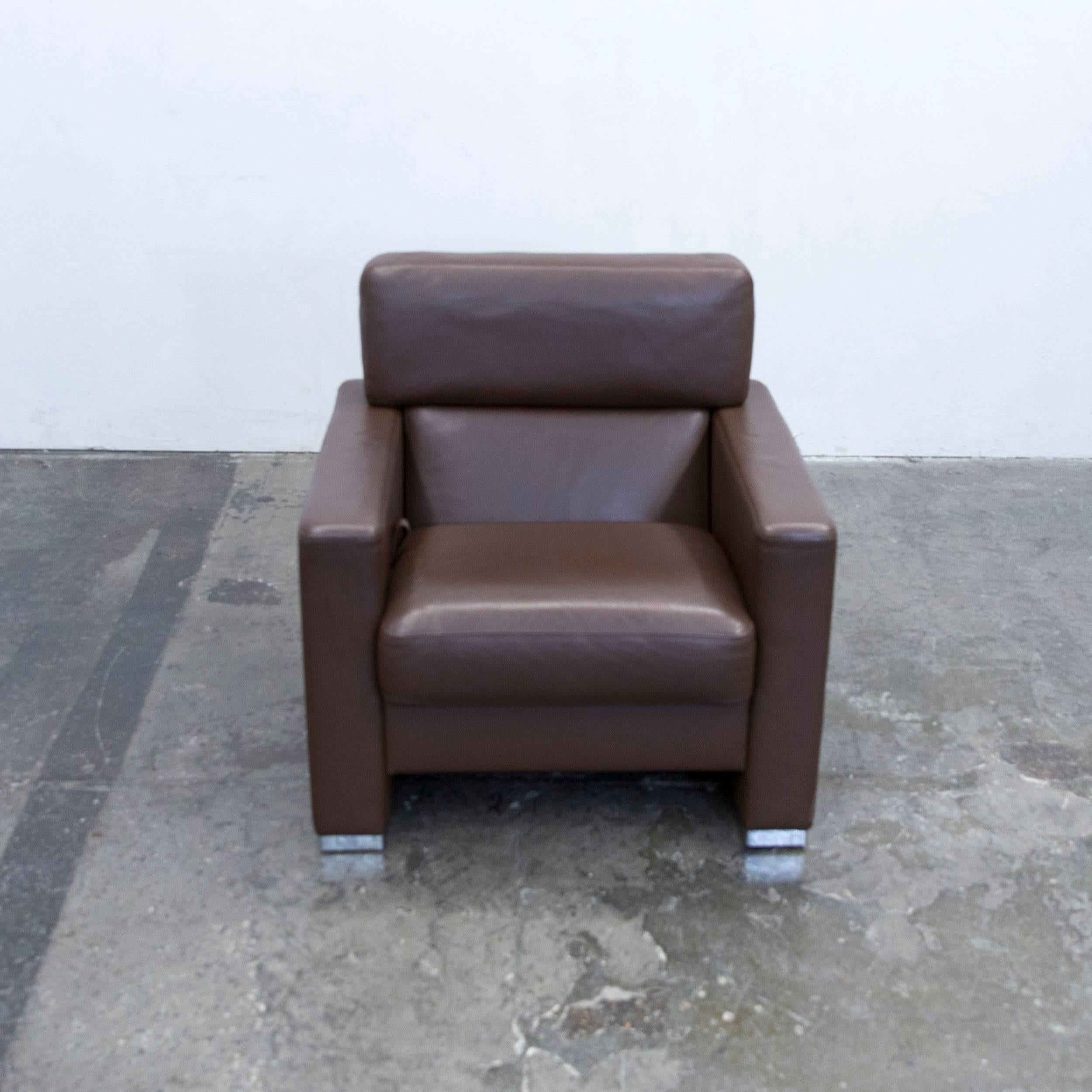 Brühl & Sippold Designer Chair Leather Brown Function Couch Modern In Good Condition In Cologne, DE