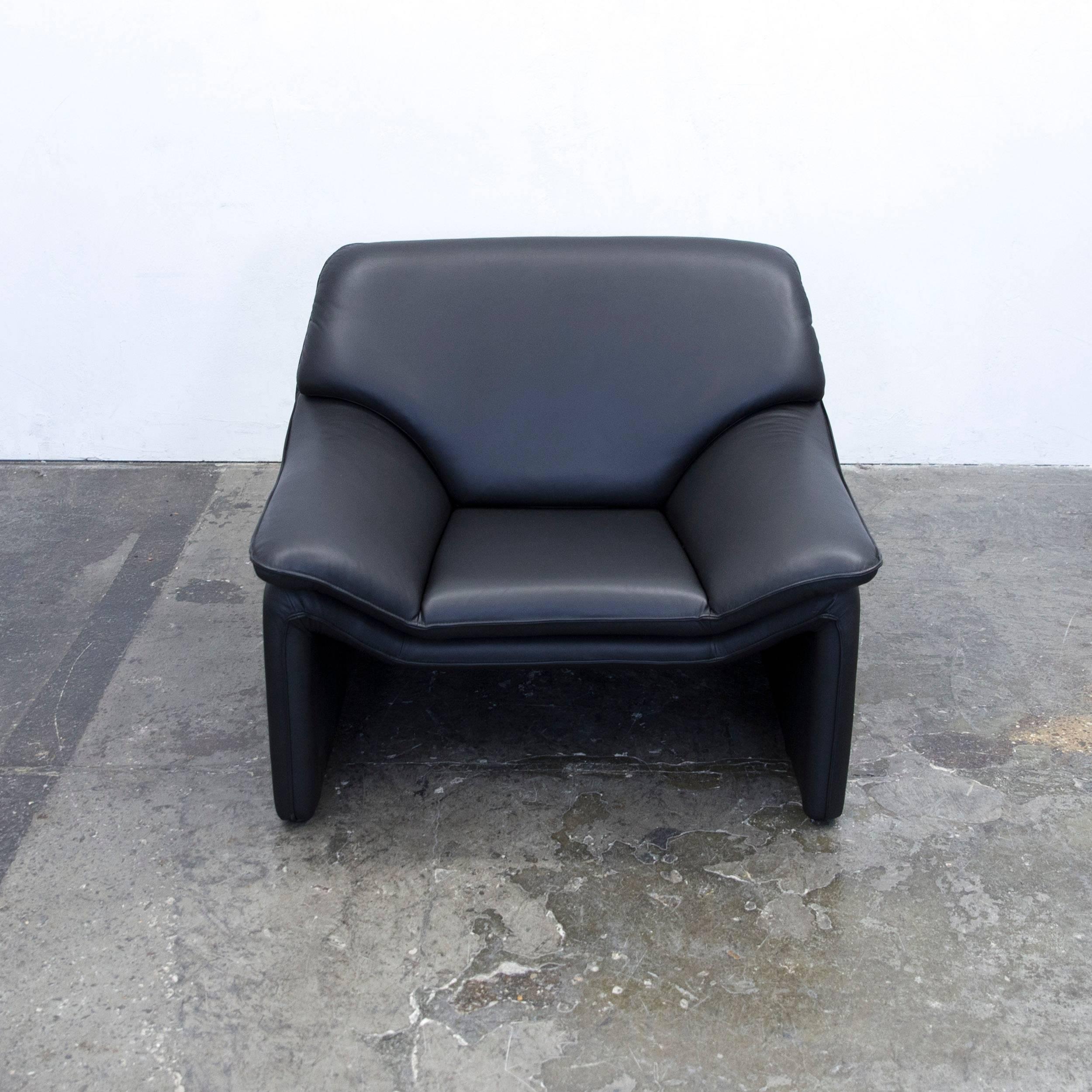 German Laauser Atlanta Designer Armchair Leather Black Two-Seat Couch Modern