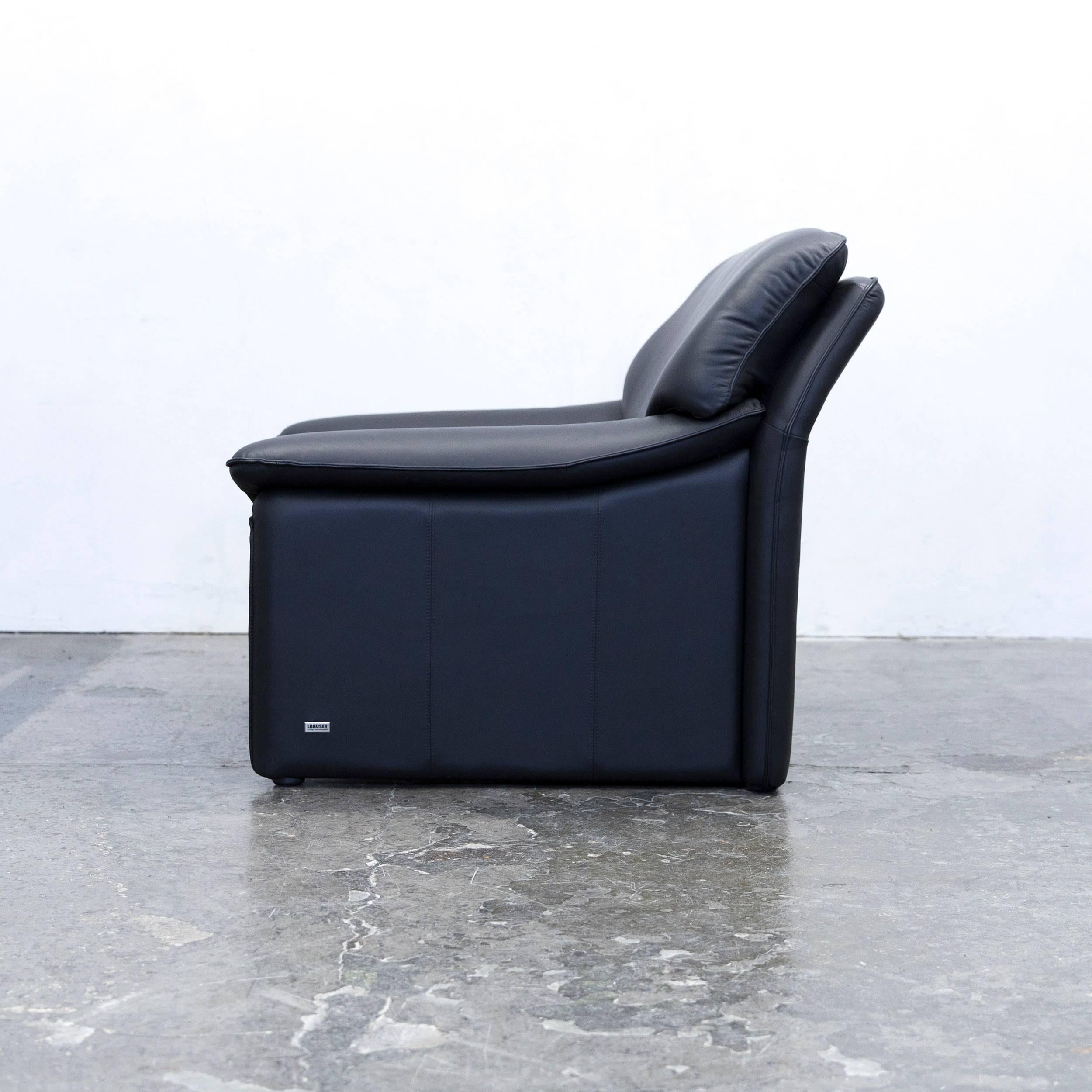 Laauser Atlanta Designer Armchair Leather Black Two-Seat Couch Modern 1