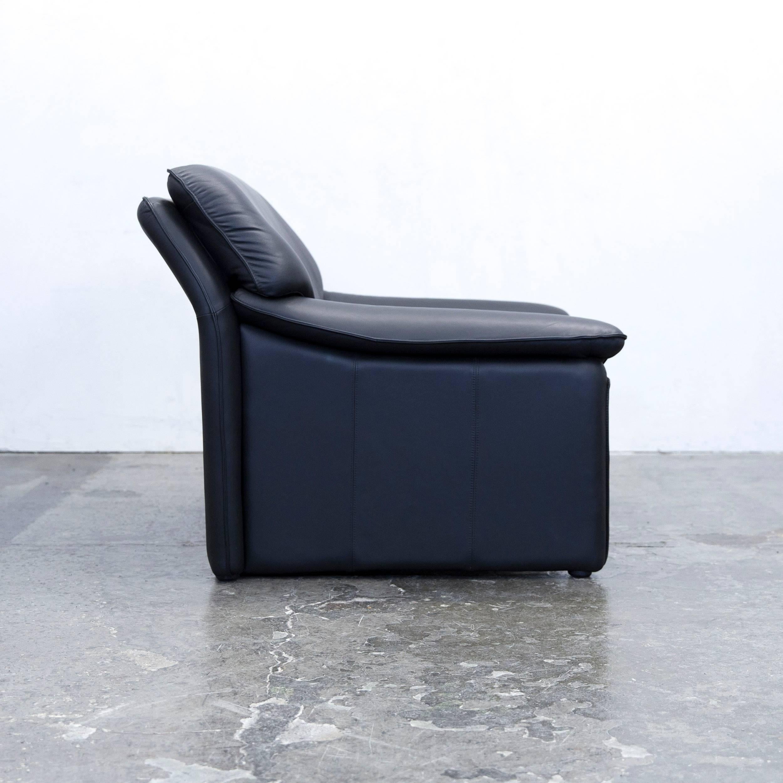 Laauser Atlanta Designer Armchair Leather Black Two-Seat Couch Modern 3