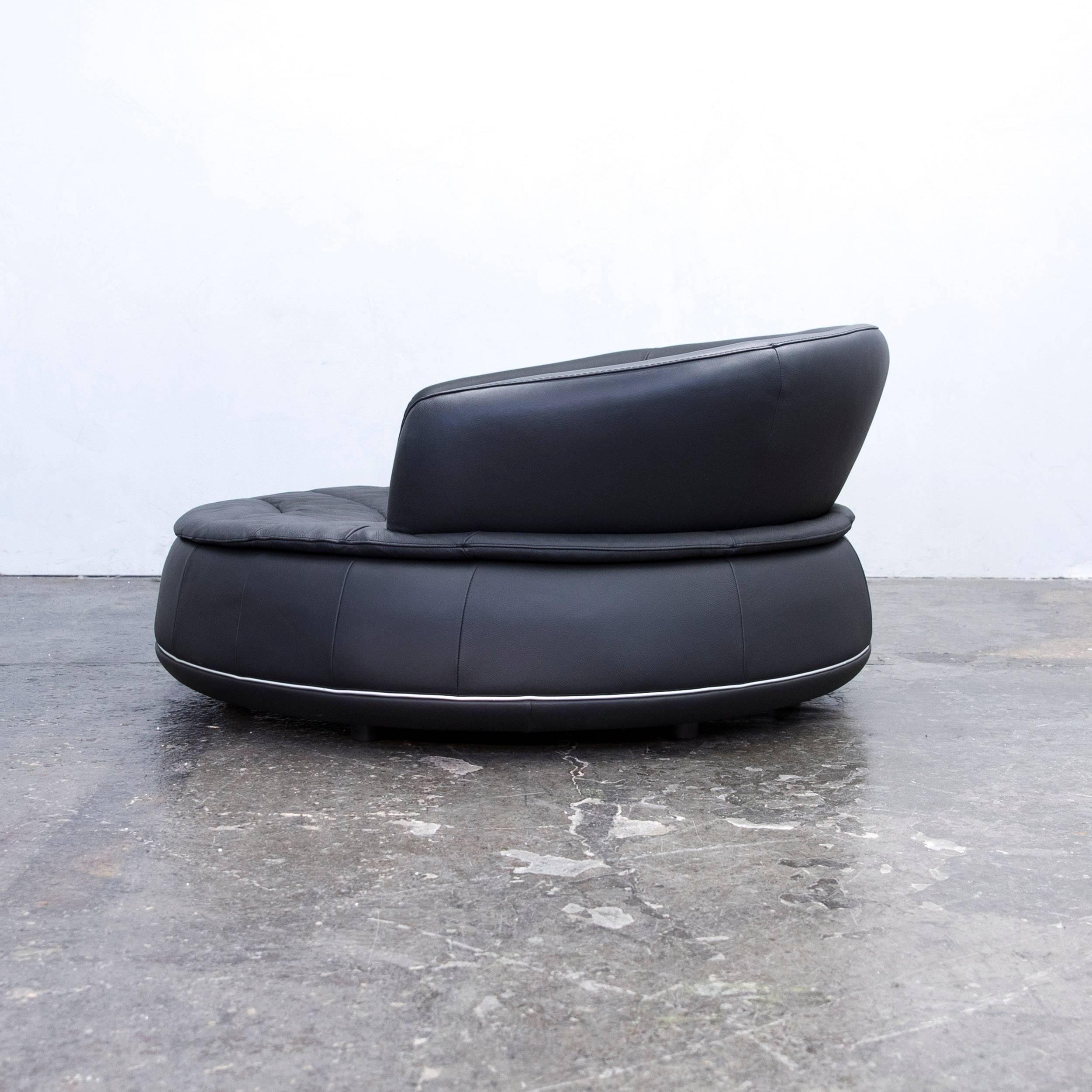 Contemporary Nieri Espace Loveseat Designer Sofa Anthrazit Black Two-Seat Round Lounge Couch