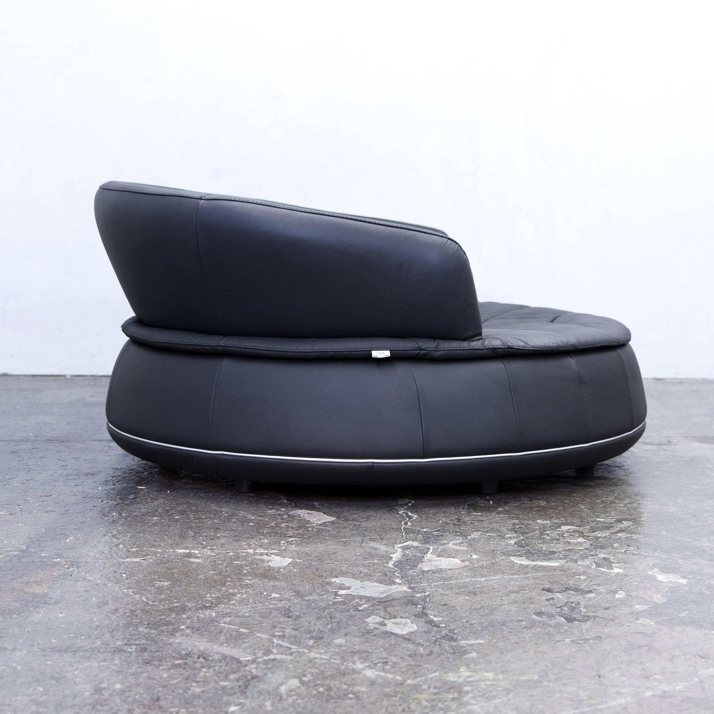 Nieri Espace Loveseat Designer Sofa Anthrazit Black Two-Seat Round Lounge Couch 1