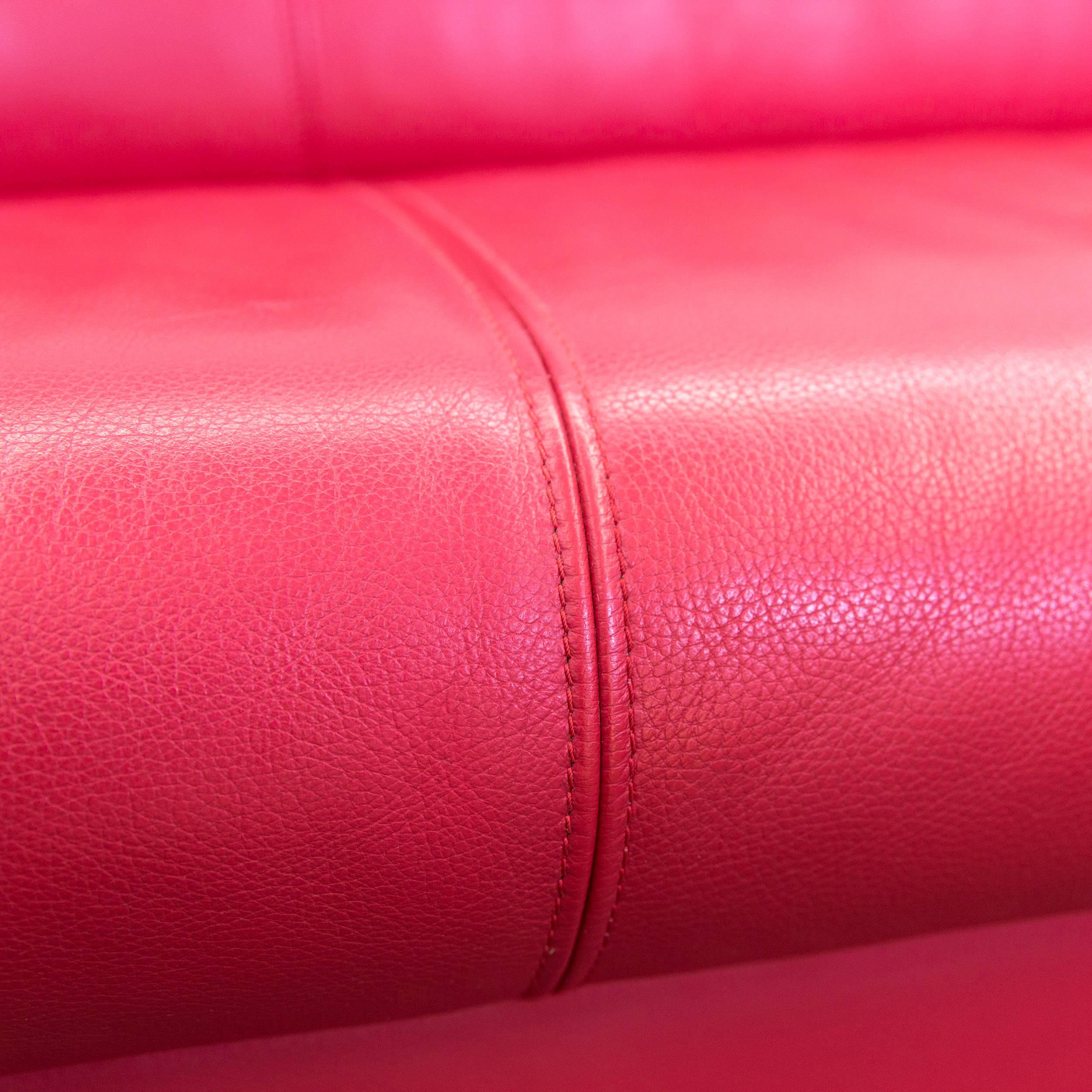 German Bretz Gaudi Designer Sofa Leather Red Swarovski Three-Seat Recamiere Couch
