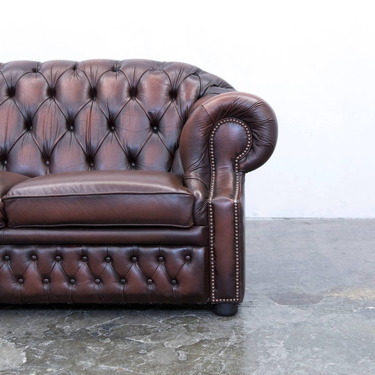 Chesterfield Centurion Leather Sofa Brown Red TwoSeat Vintage Retro at