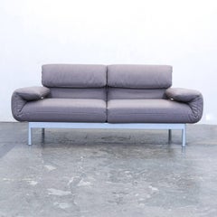 Rolf Benz Two-Seat Relax Function Grey Structured Fabric Recliner