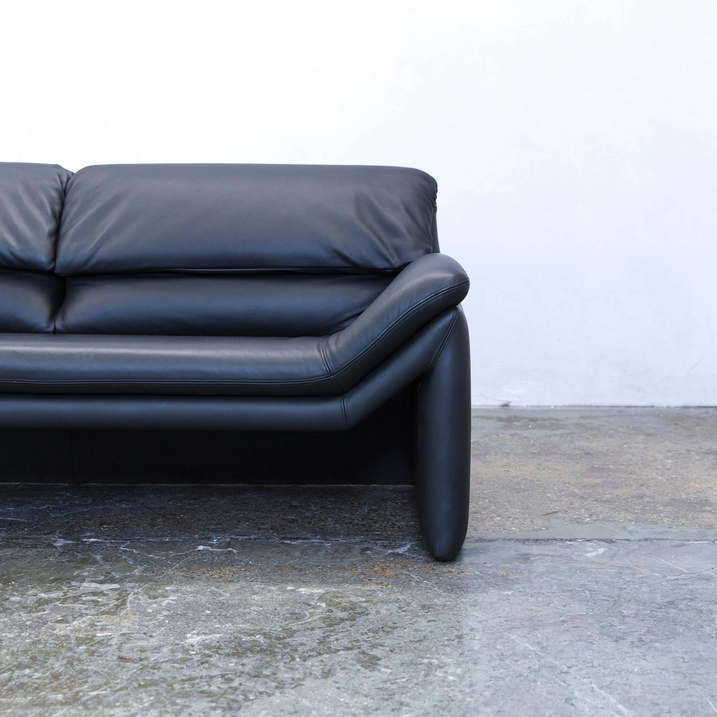 Swiss De Sede by Hans Kaufeld Designer Sofa Leather Black Two-Seat Function Modern