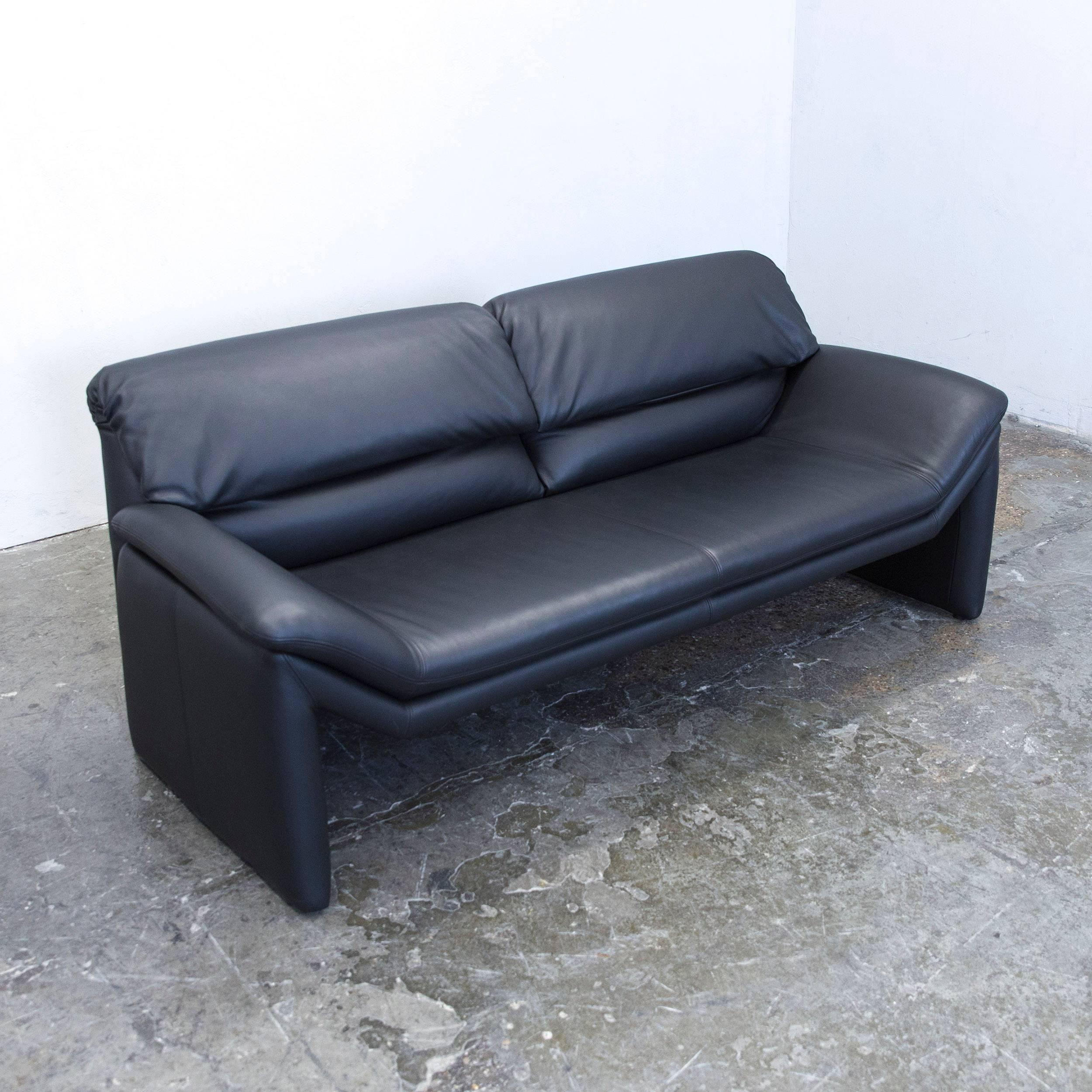 De Sede by Hans Kaufeld Designer Sofa Leather Black Two-Seat Function Modern In Excellent Condition In Cologne, DE