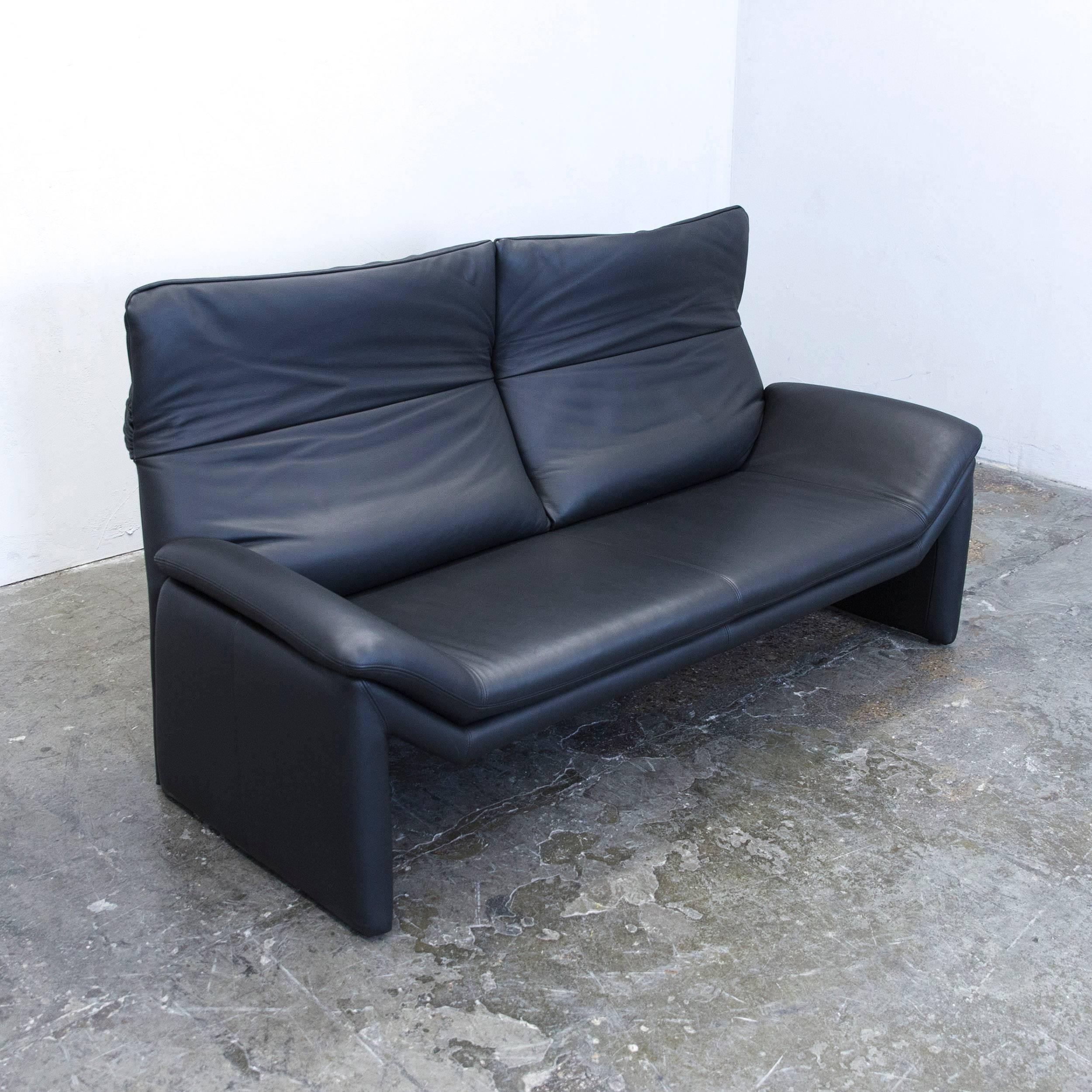 Contemporary De Sede by Hans Kaufeld Designer Sofa Leather Black Two-Seat Function Modern
