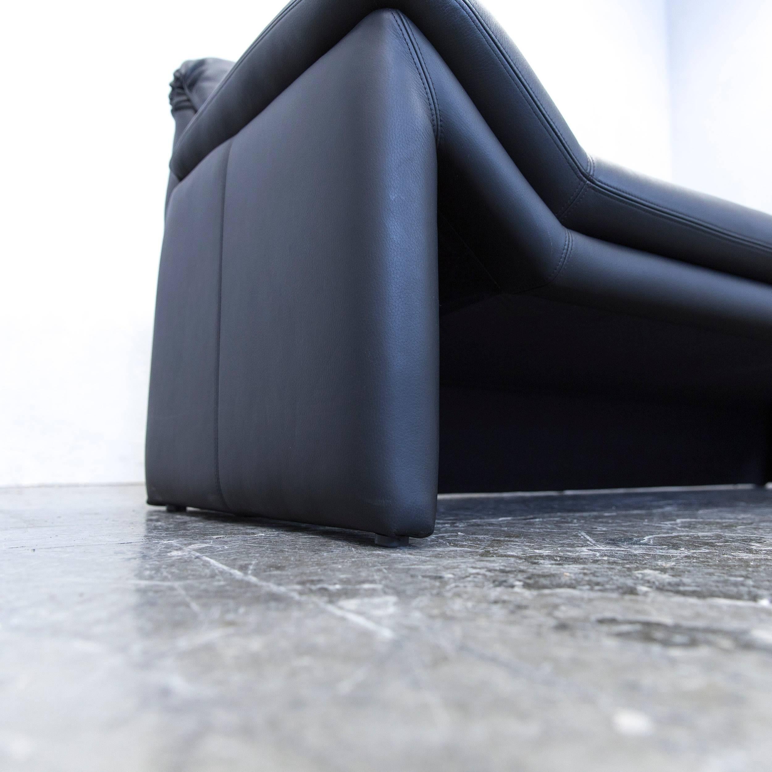 De Sede by Hans Kaufeld Designer Sofa Leather Black Two-Seat Function Modern 2