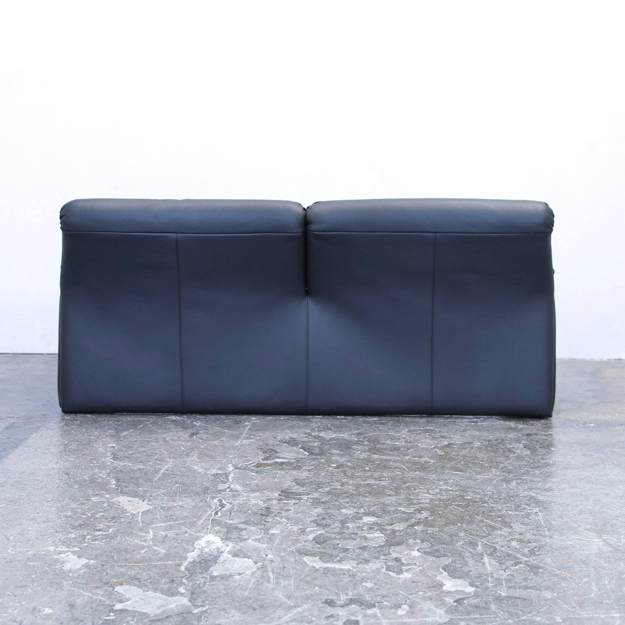 De Sede by Hans Kaufeld Designer Sofa Leather Black Two-Seat Function Modern 4