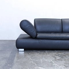 Koinor Diva Designer Sofa Leather Black Three-Seat Function Couch Modern