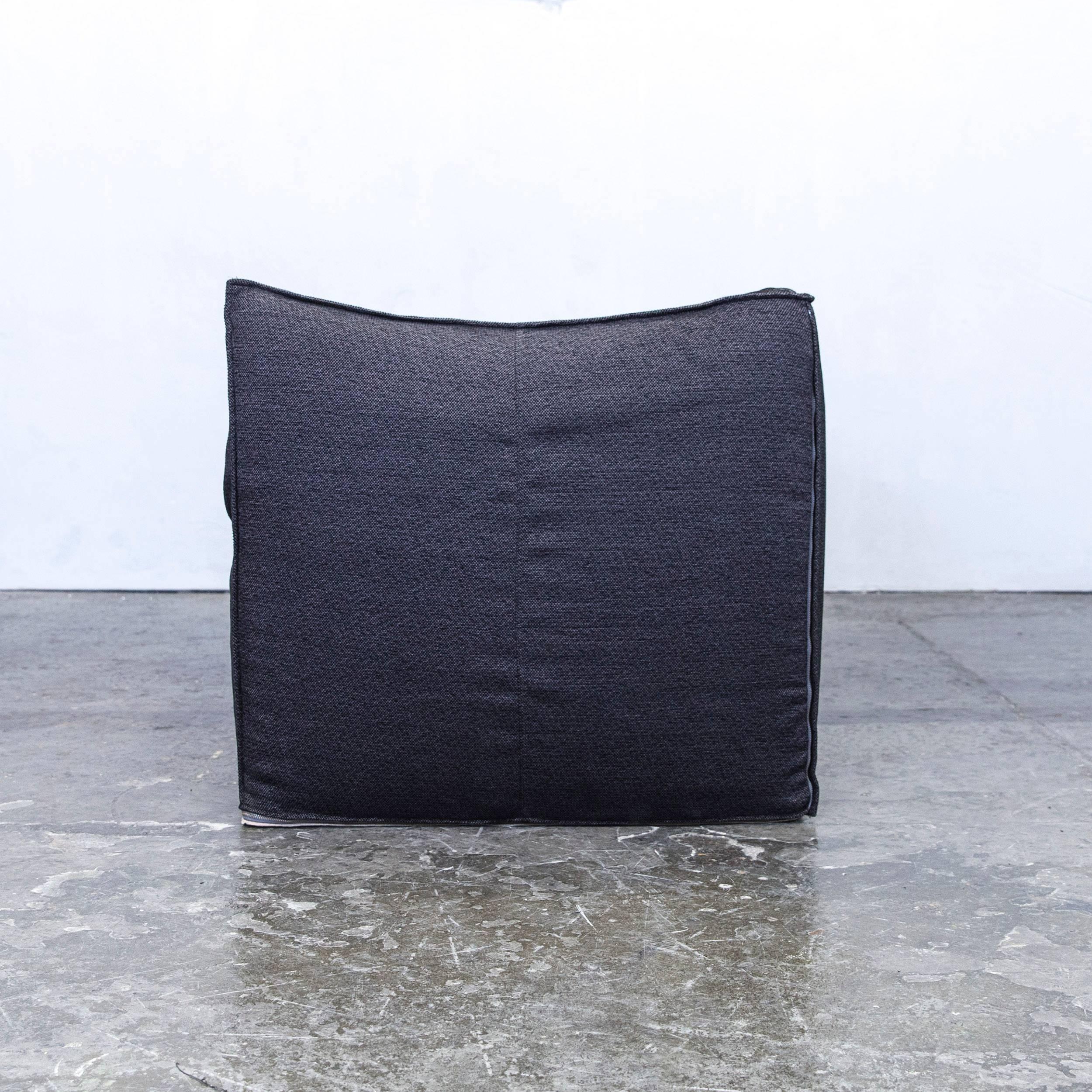 Leather B&B Italia Le Bambole Designer Sofa Fabric Grey Black Two-Seat Couch Modern