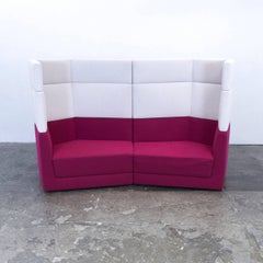 COR Scope Designer Sofa Fabric Violet Crème White Three-Seat Couch Modern