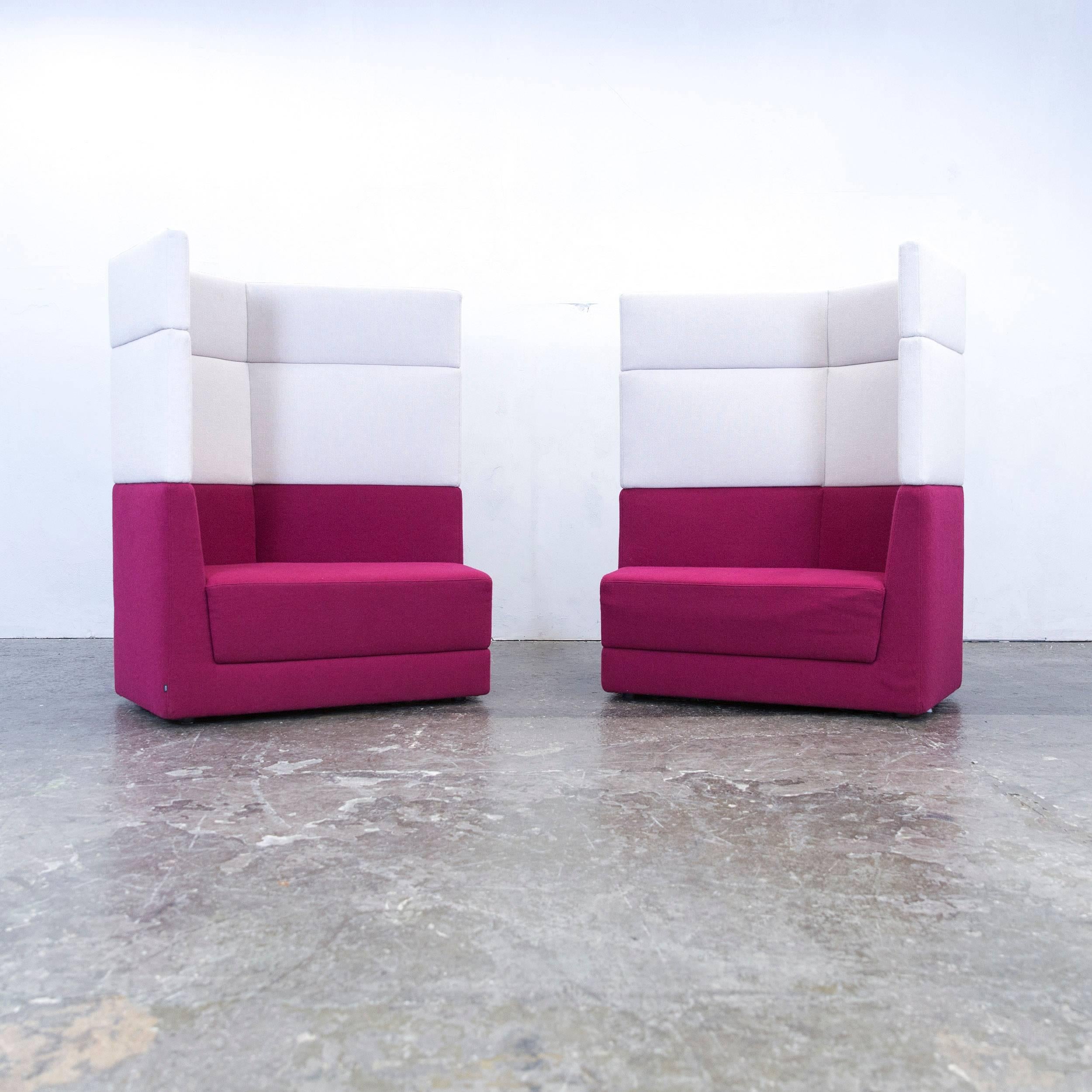 German COR Scope Designer Sofa Fabric Violet Crème White Three-Seat Couch Modern