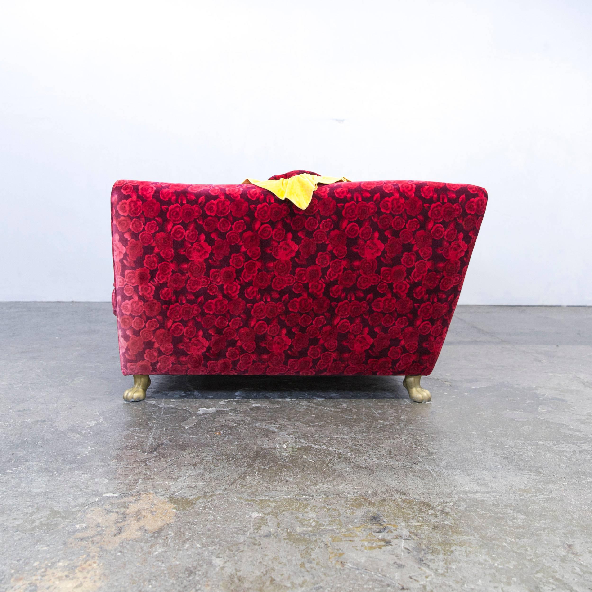 Contemporary Bretz Monster Designer Sofa Red Fabric Three-Seat Couch Floral Pattern Couch