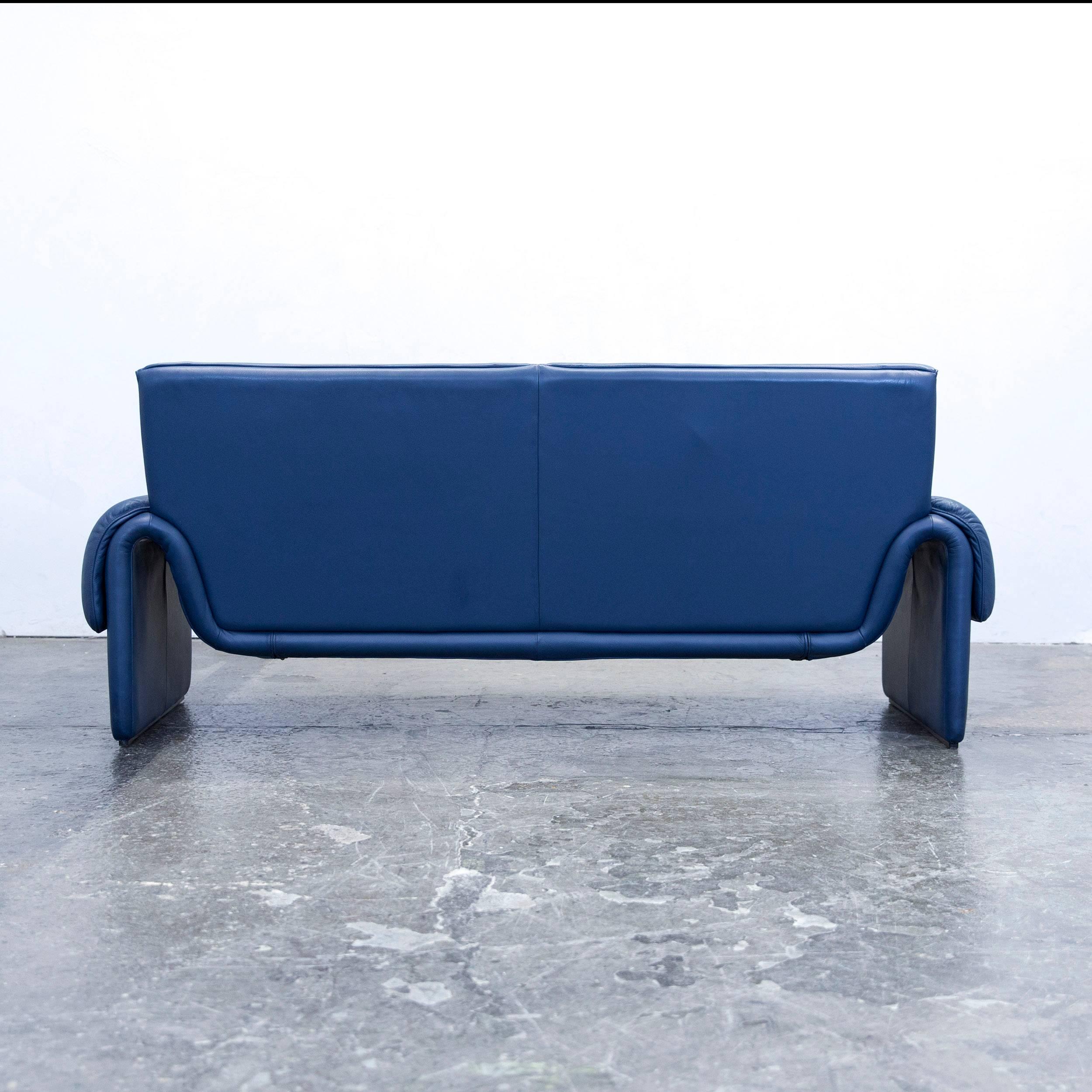 De Sede DS 2011 Designer Sofa Leather Blue Two-Seat Couch Modern 2