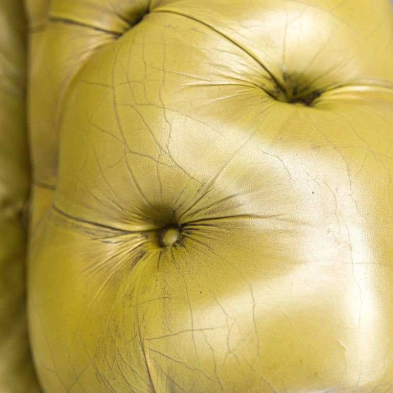 Chesterfield Leather Sofa Olive Green Three-Seat Couch Retro Vintage at ...