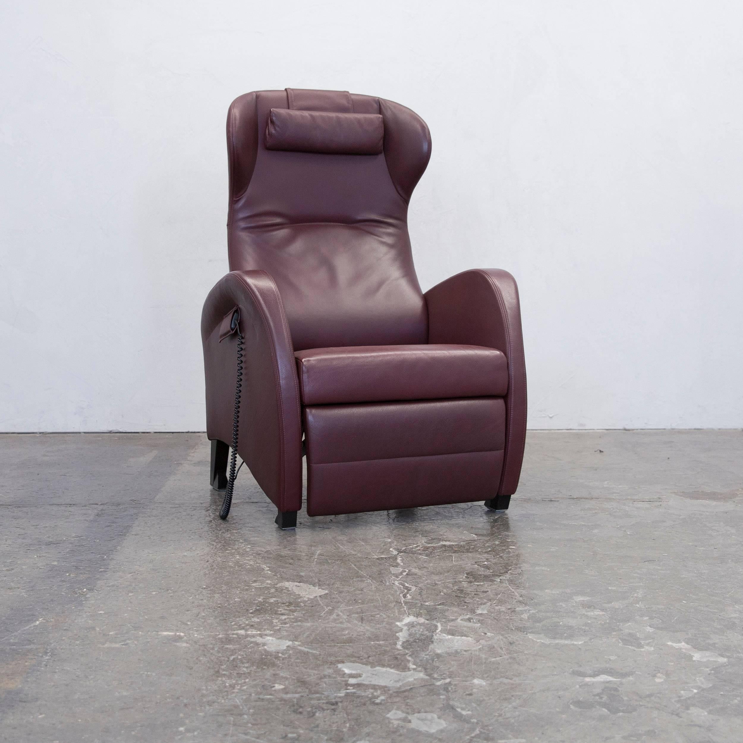 Wittmann Leather Chair Wine Red One Seat Relax In Good Condition In Cologne, DE