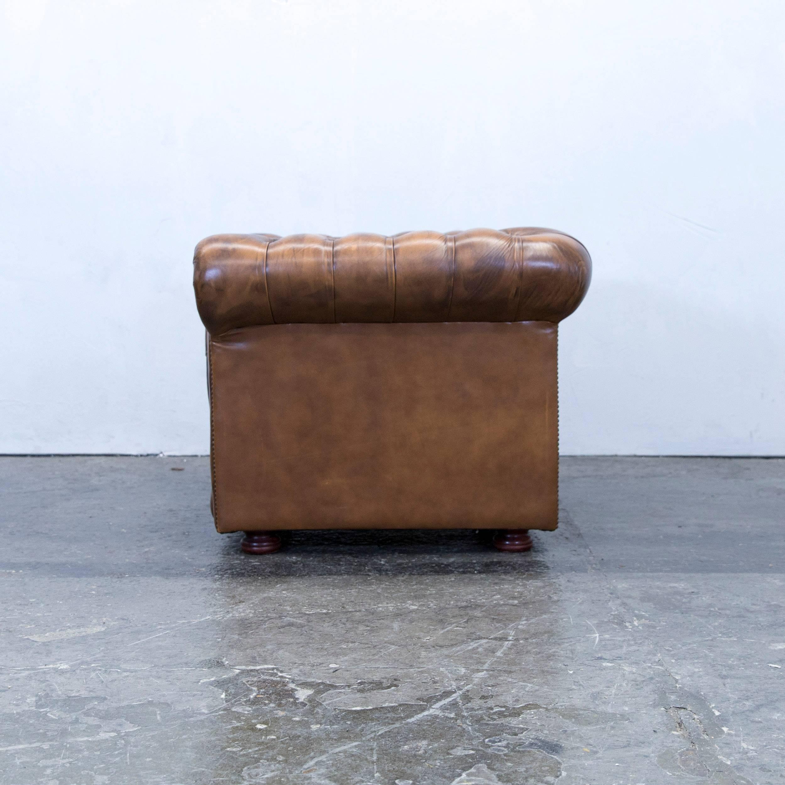 Chesterfield Clubchair Leather Brown Oneseater Couch Retro Vintage 4