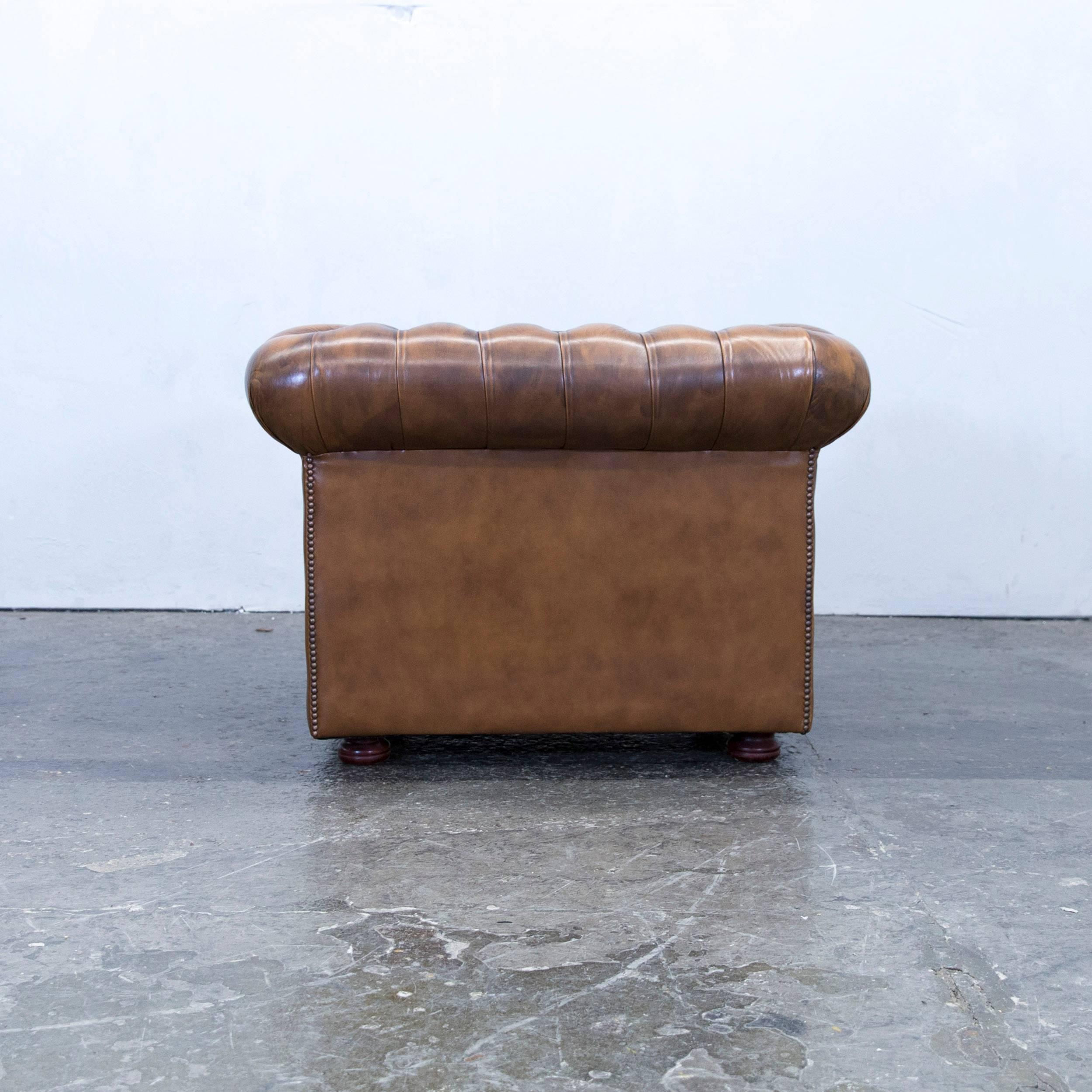 Chesterfield Clubchair Leather Brown Oneseater Couch Retro Vintage 3