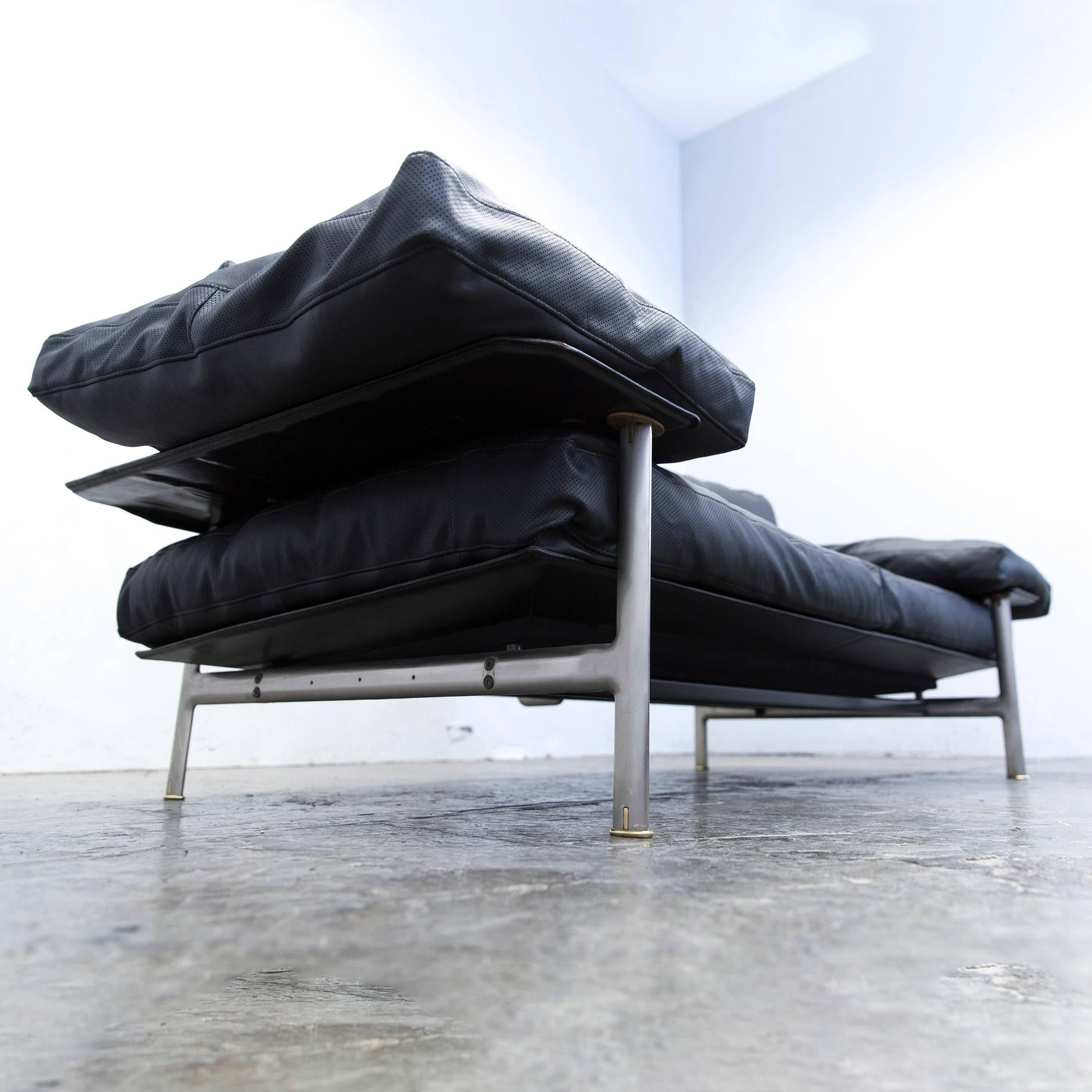 Contemporary B&B Italia Diesis Designer Sofa Leather Black Two-Seat Couch Modern