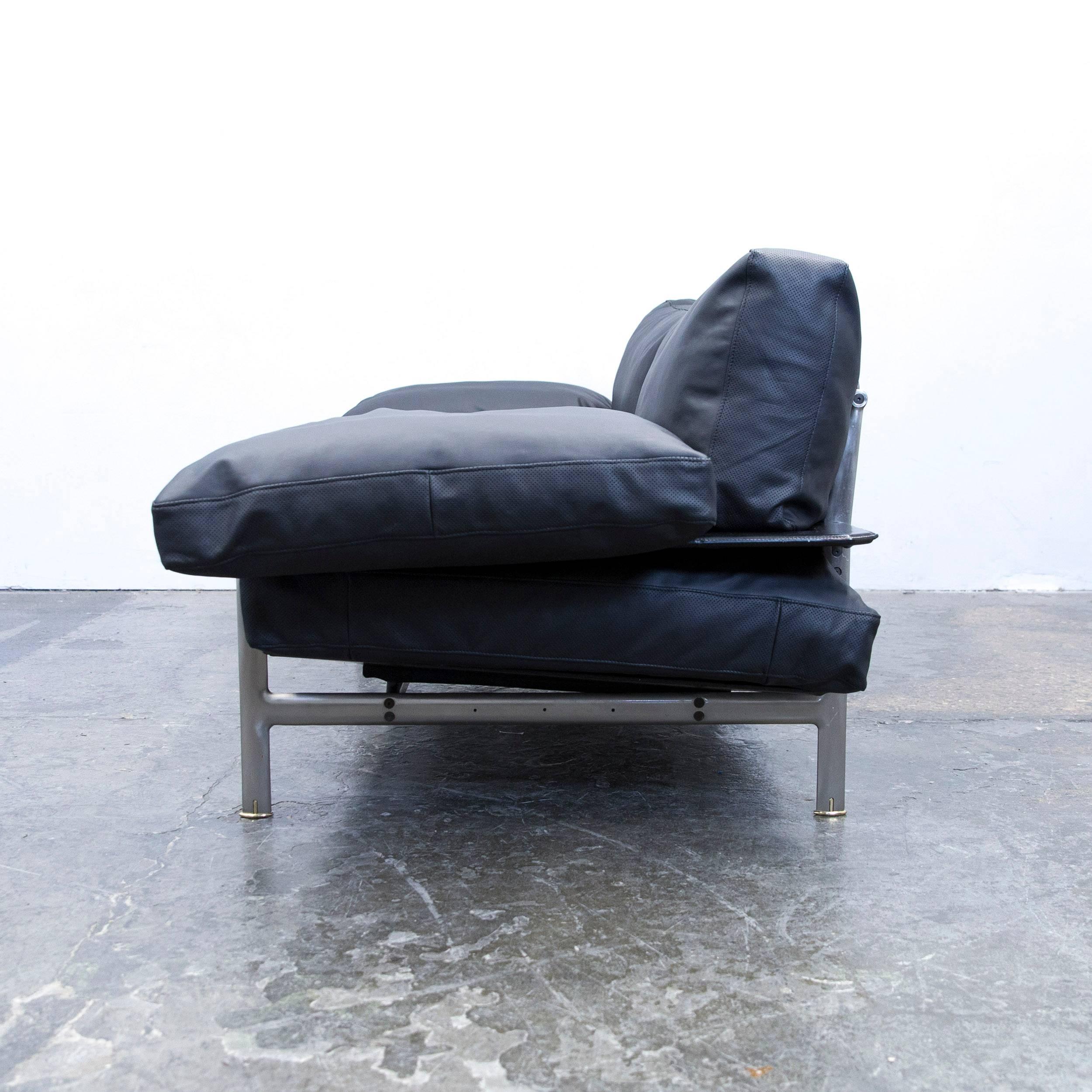B&B Italia Diesis Designer Sofa Leather Black Two-Seat Couch Modern 1