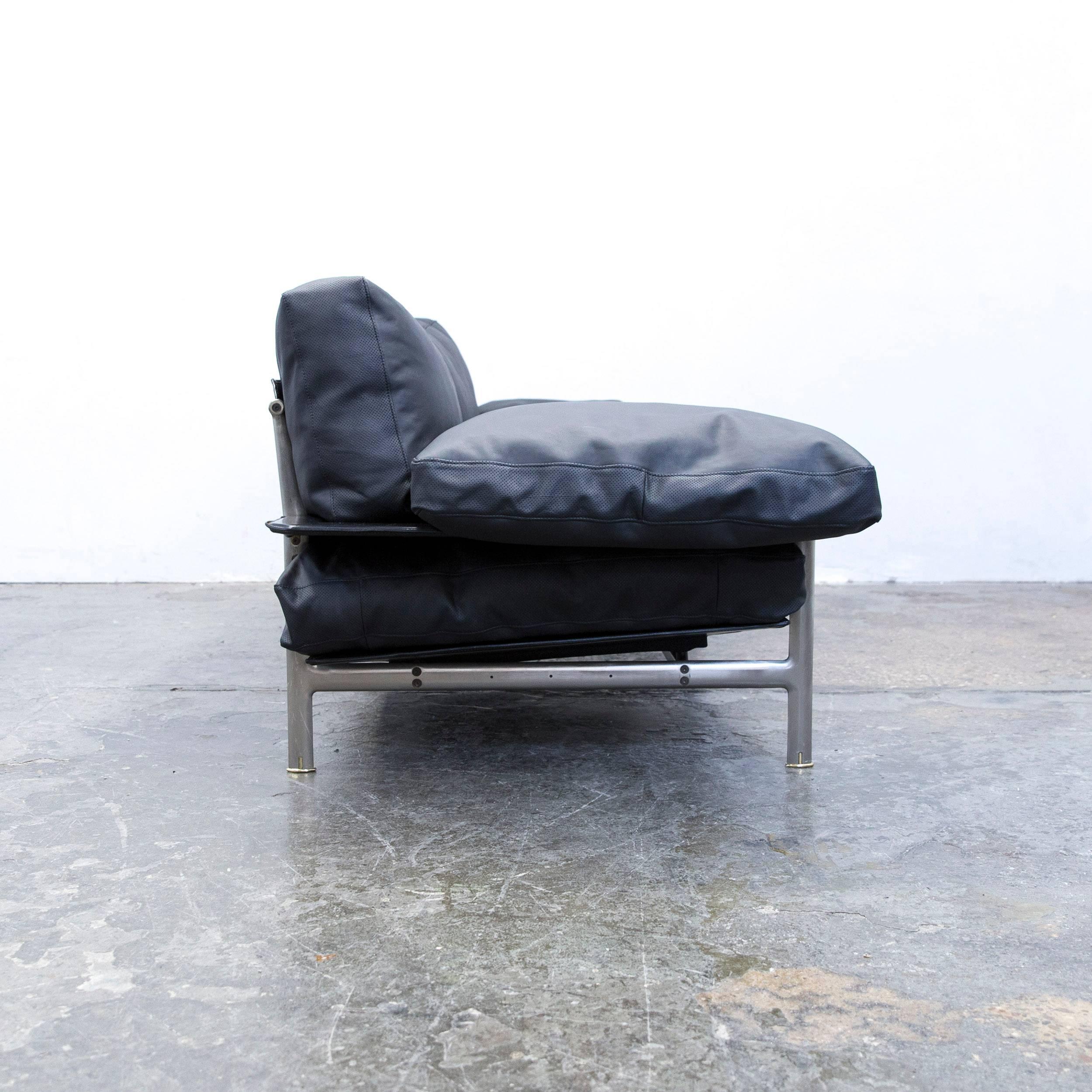 B&B Italia Diesis Designer Sofa Leather Black Two-Seat Couch Modern 3