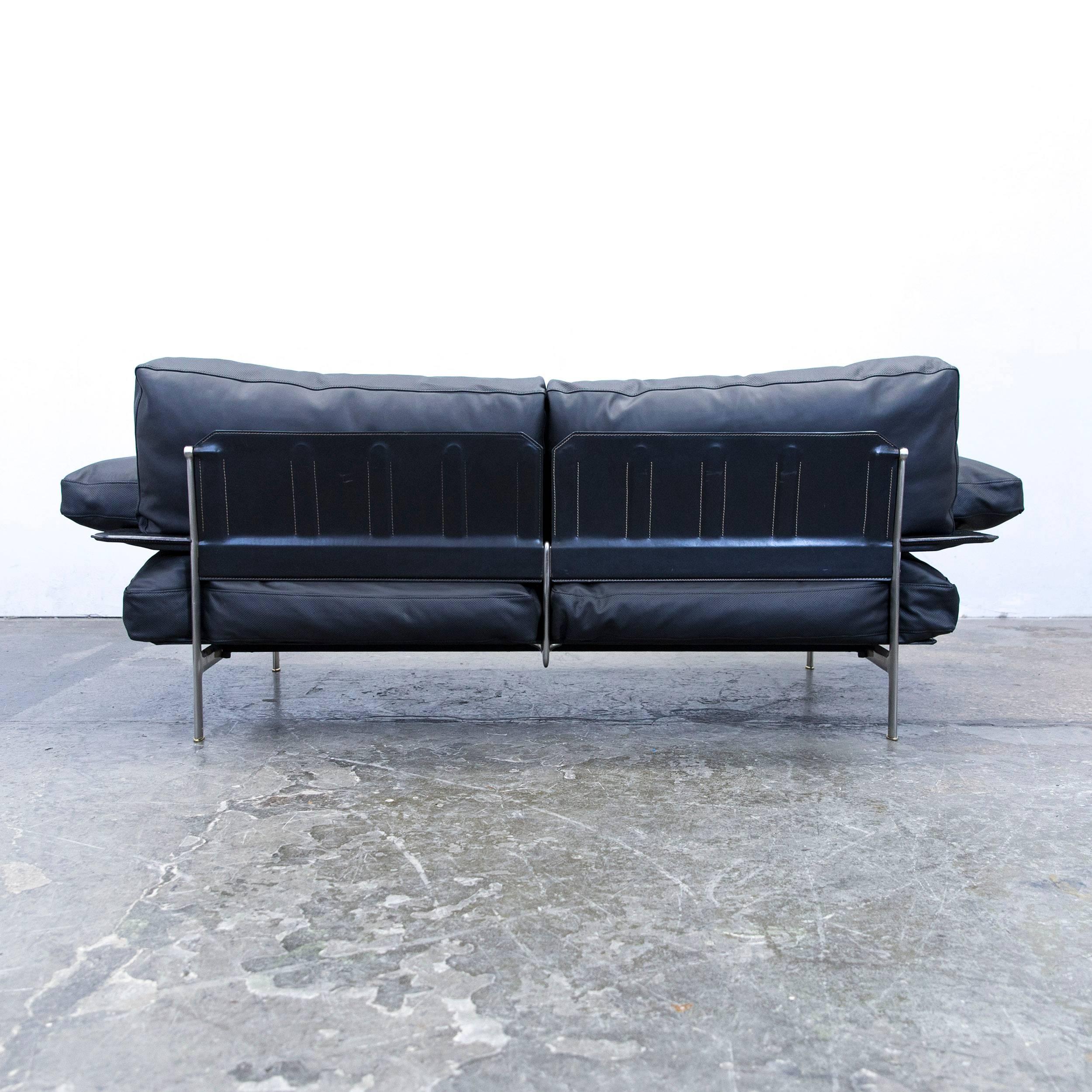 B&B Italia Diesis Designer Sofa Leather Black Two-Seat Couch Modern 2