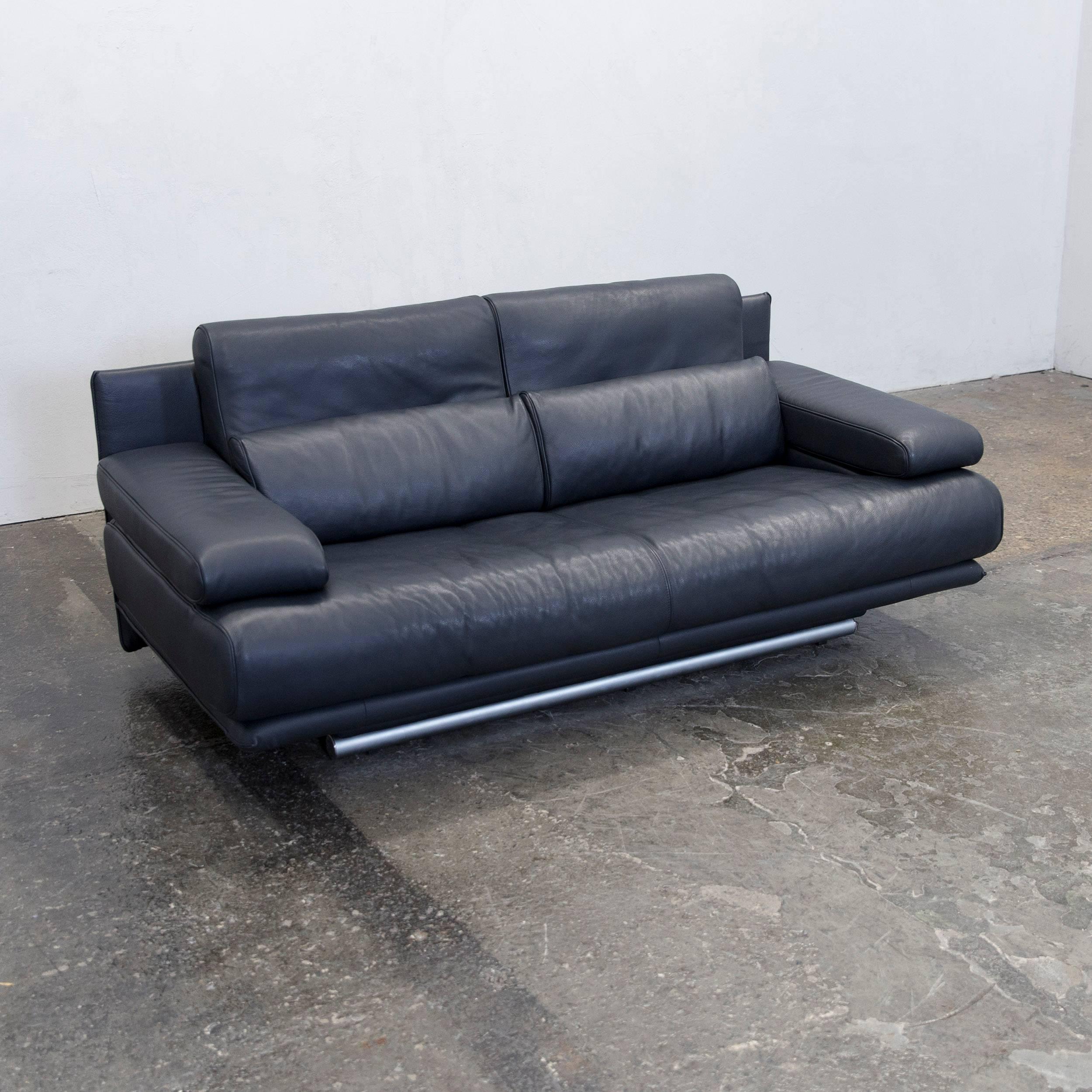 Rolf Benz 6500 Leather Sofa Black Two-Seat Couch Modern 2
