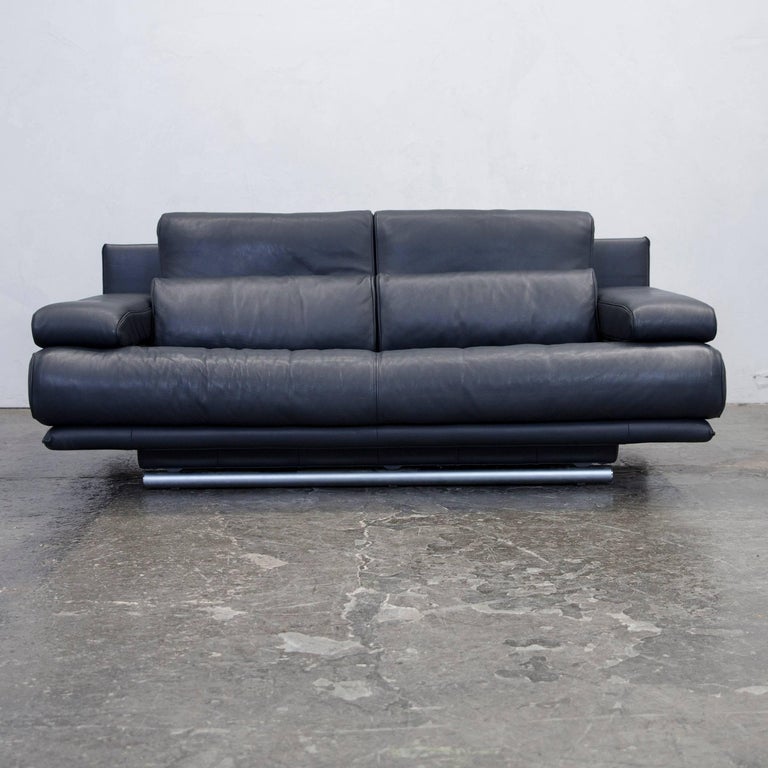 Rolf Benz 6500 Leather Sofa Black Two-Seat Couch Modern at 1stDibs