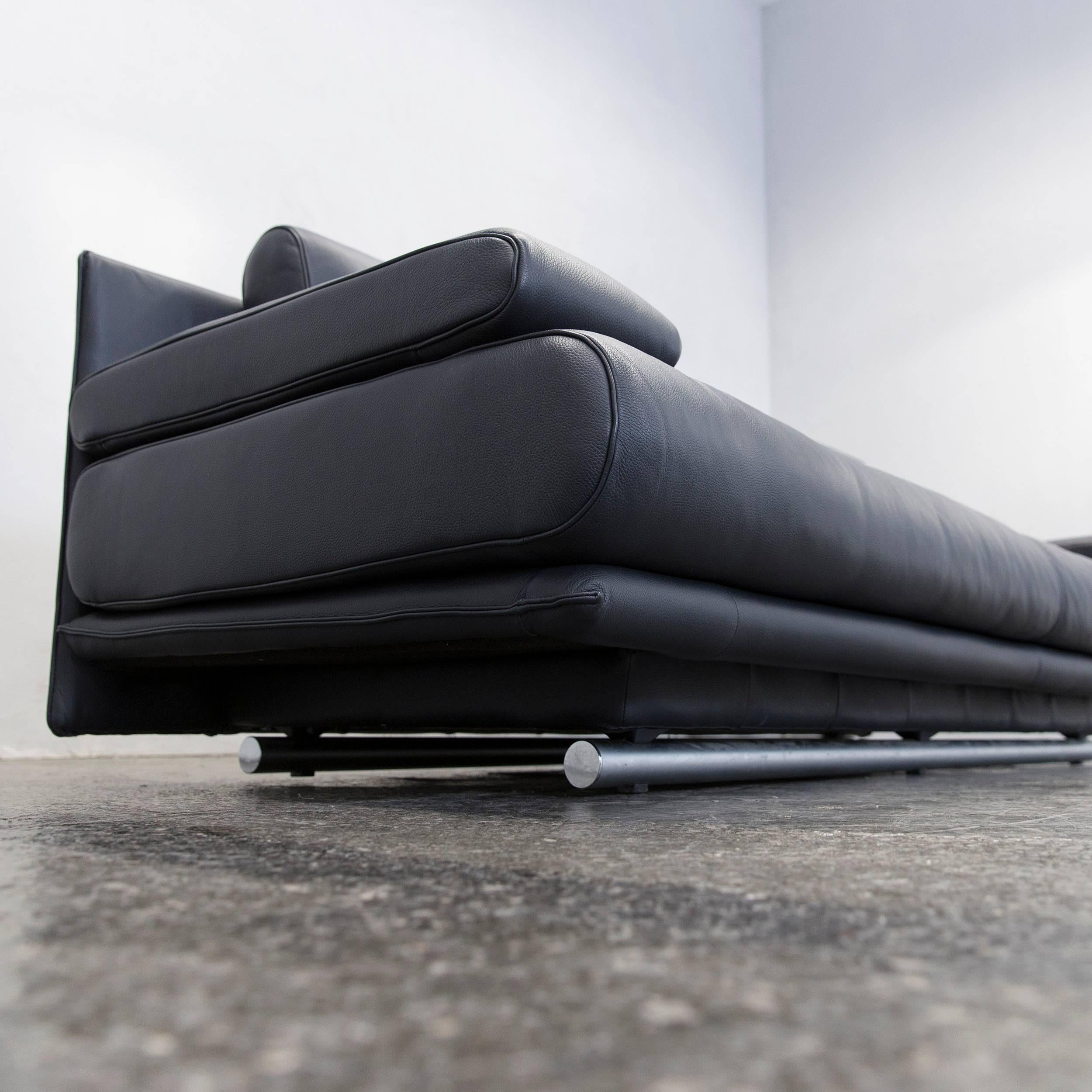Rolf Benz 6500 Leather Sofa Black Two-Seat Couch Modern 3