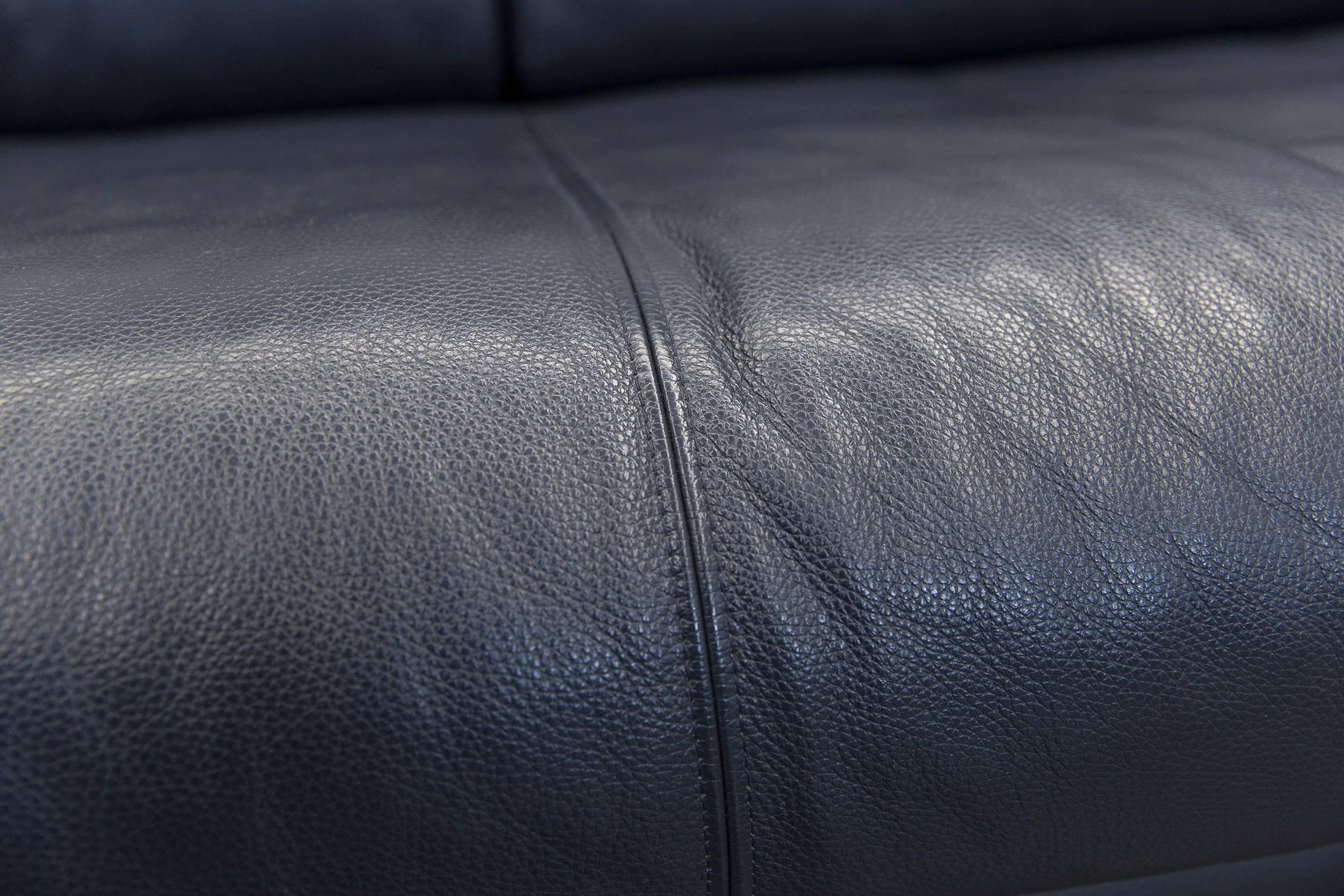 Rolf Benz 6500 Leather Sofa Black Two-Seat Couch Modern 2