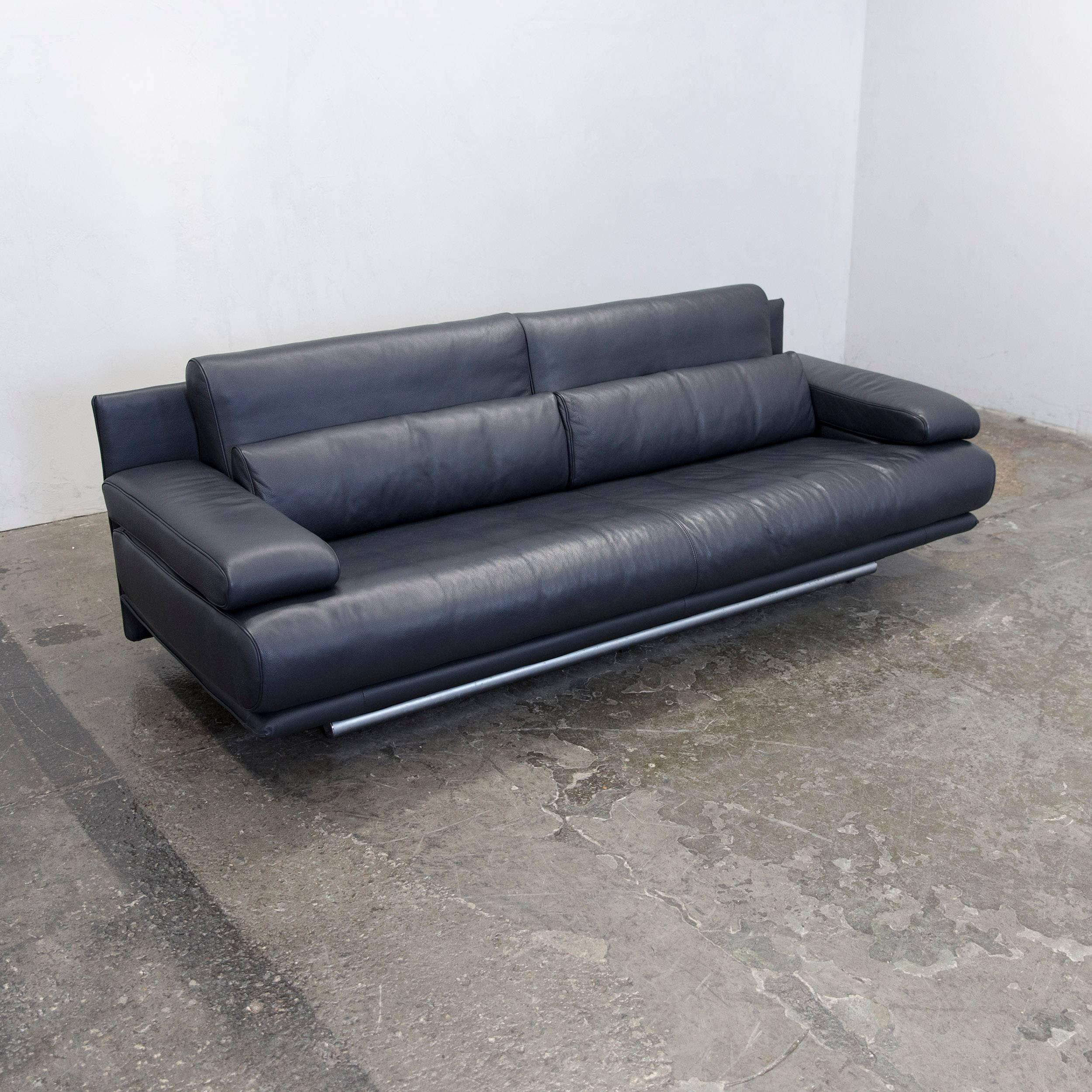 Rolf Benz 6500 Leather Sofa Black Two Seat Couch Modern At