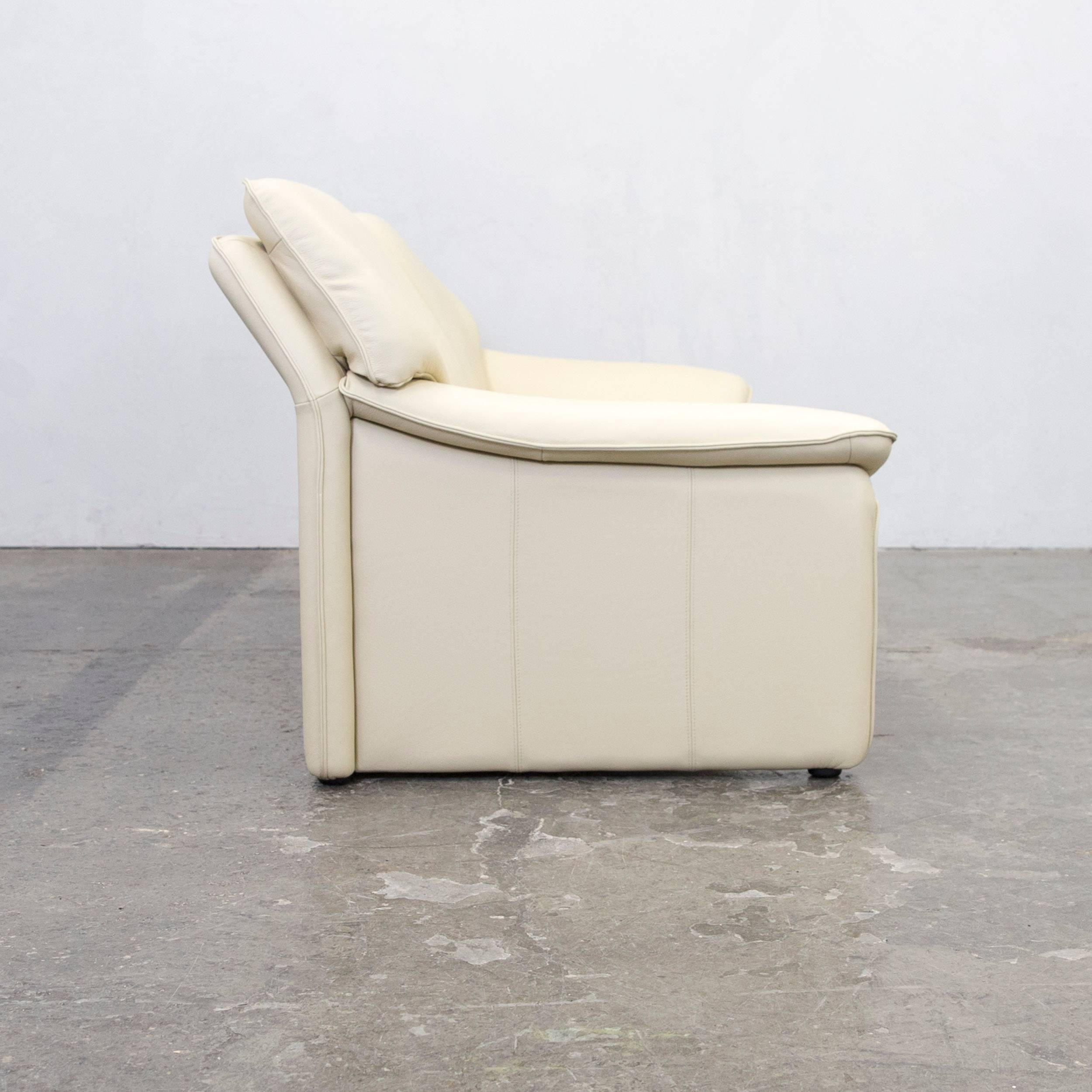 Laauser Designer Leather Sofa Crème Beige Three-Seat Couch Modern 2