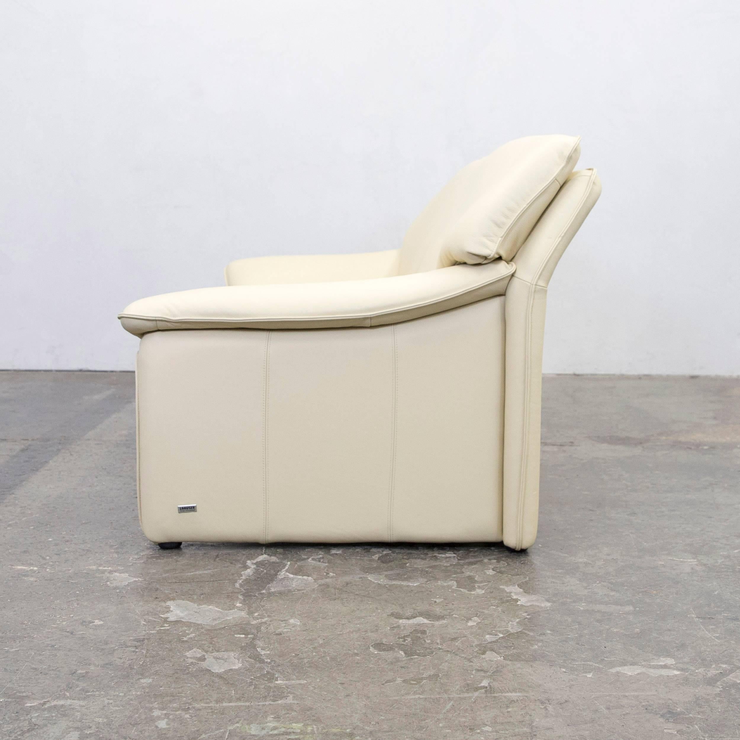 Laauser Designer Leather Sofa Crème Beige Three-Seat Couch Modern 4