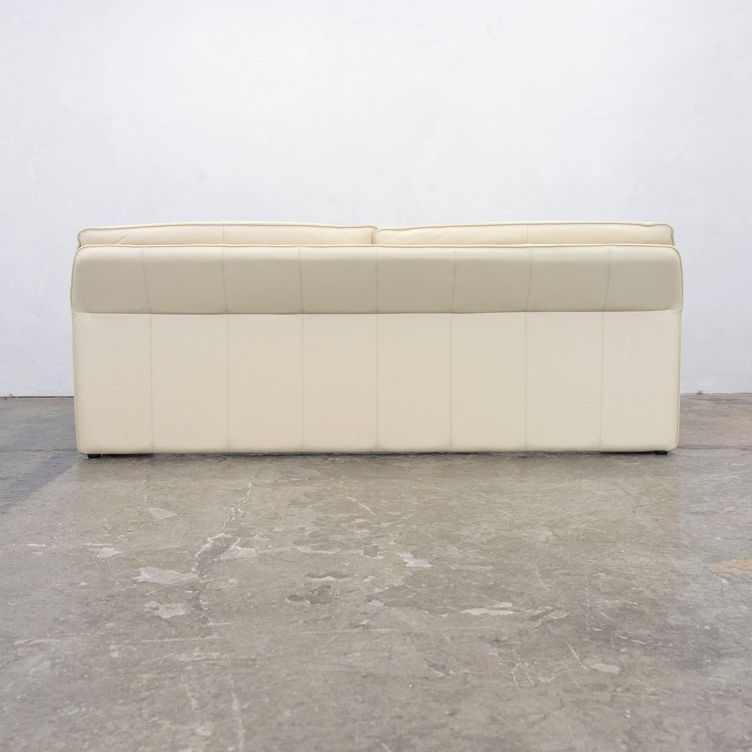 Laauser Designer Leather Sofa Crème Beige Three-Seat Couch Modern 3