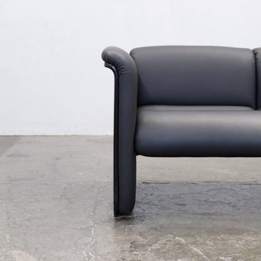 Wilkhahn Cumulus Leather Sofa Matte Black Three Seat Couch Modern At 1stdibs