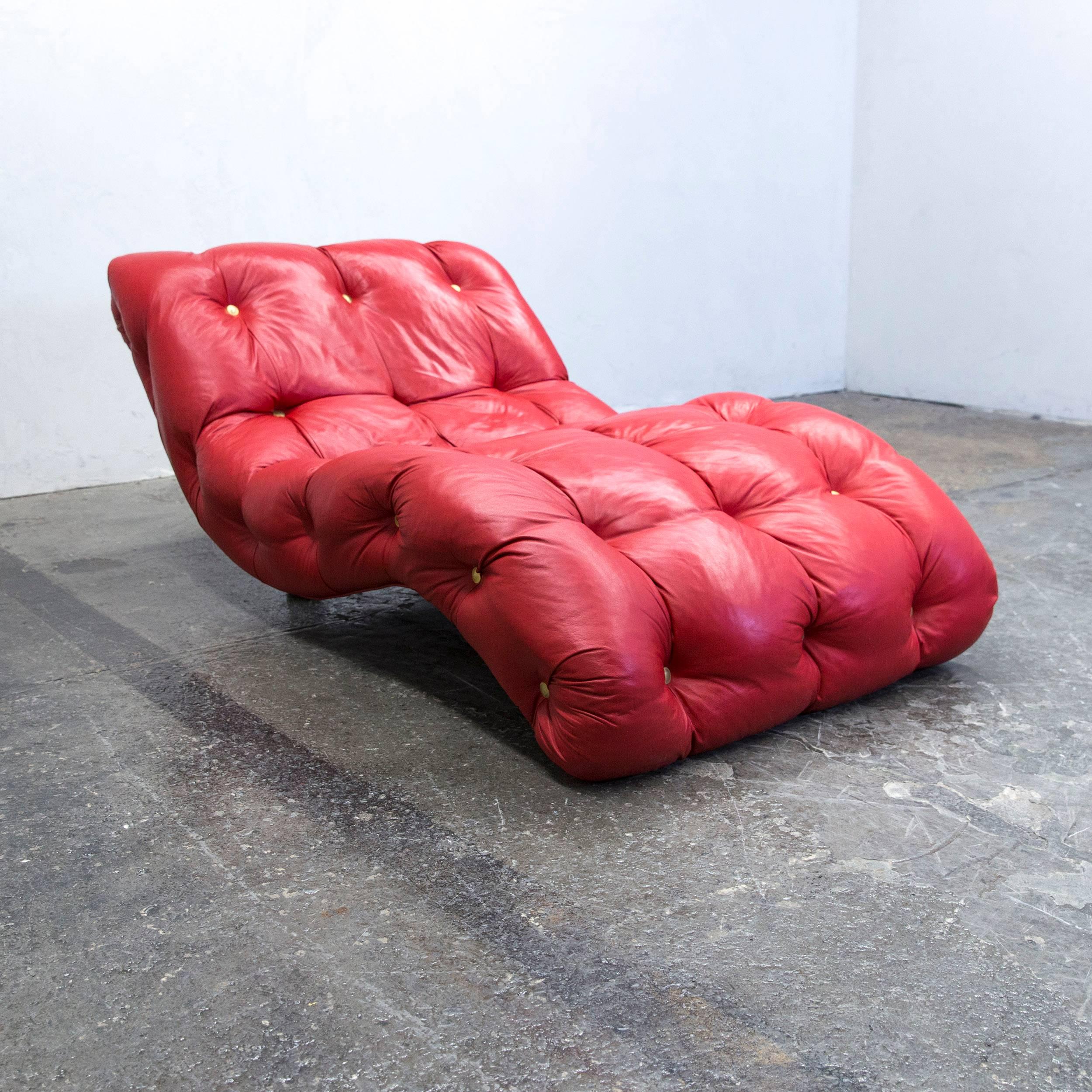 Bretz Designer Chaiselongue Sofa Leather Red Gold Couch