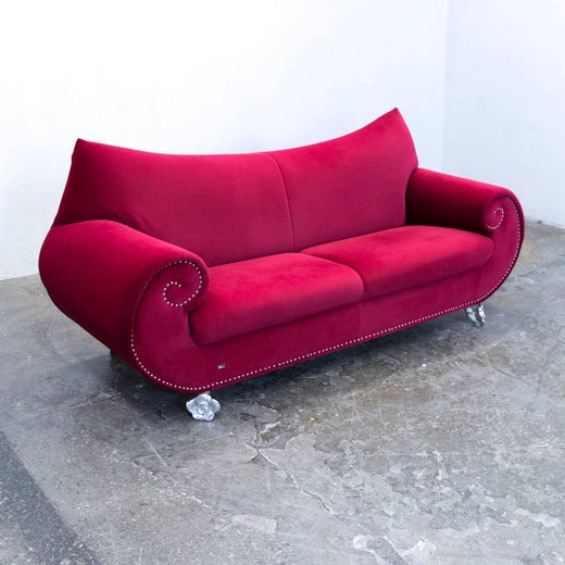 Bretz Gaudi Designer Sofa Fabric Red Violet Three Seat Couch