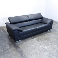 Ewald Schillig Designer Sofa Leather Black Two-Seat Function Couch Modern