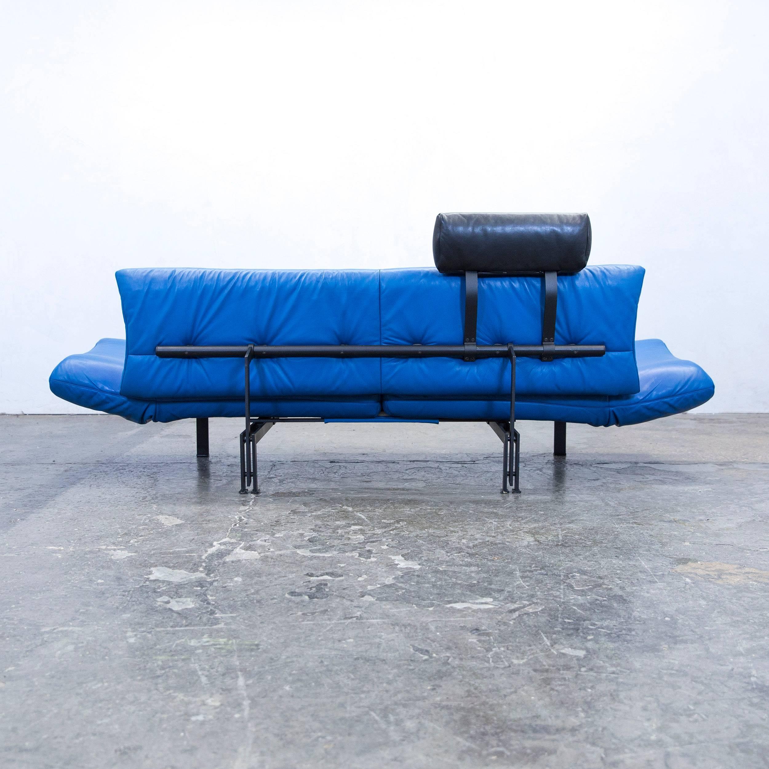 De Sede DS 140 Designer Sofa Leather Blue Black Function Couch Modern For Sale 3