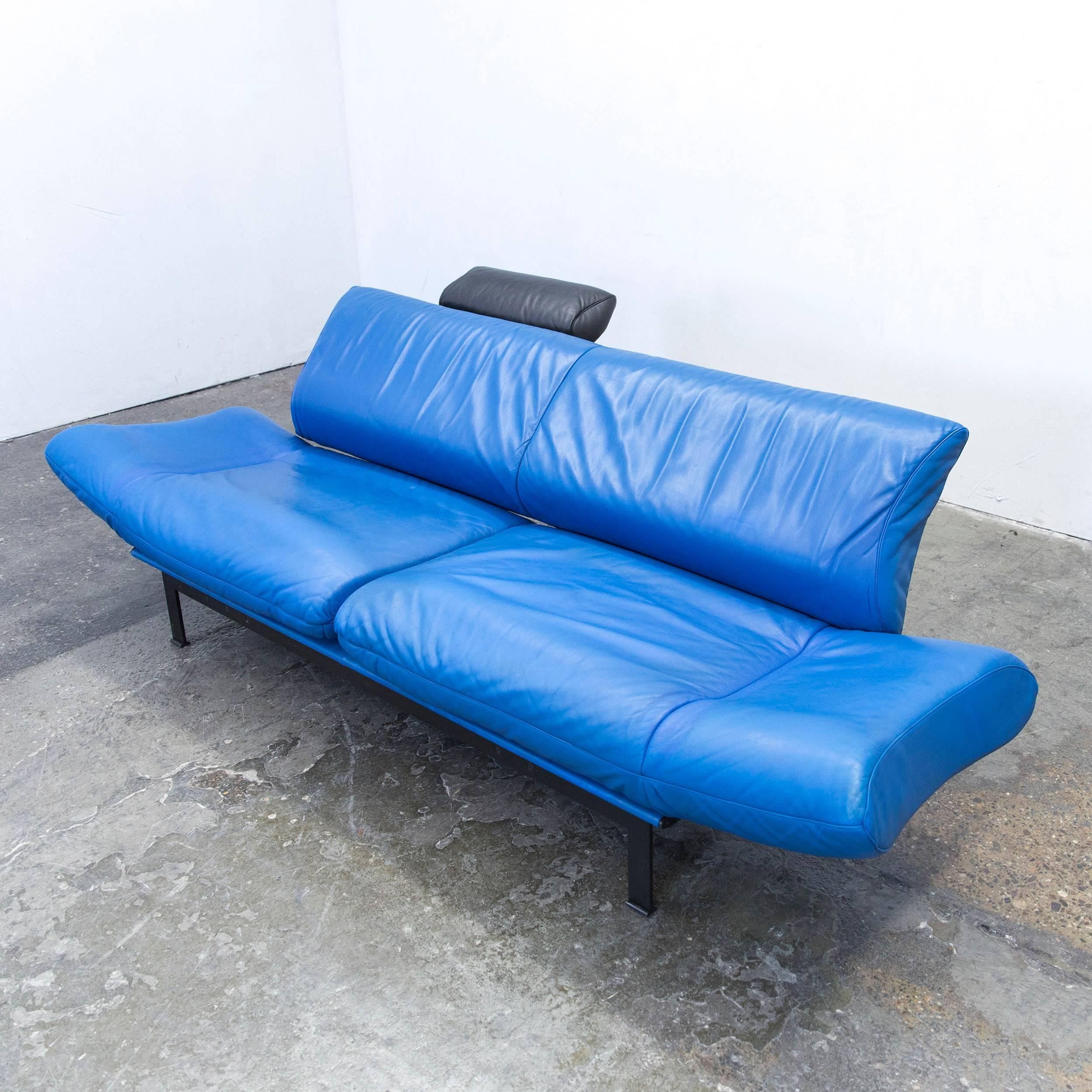 De Sede DS 140 Designer Sofa Leather Blue Black Function Couch Modern In Good Condition For Sale In Cologne, DE
