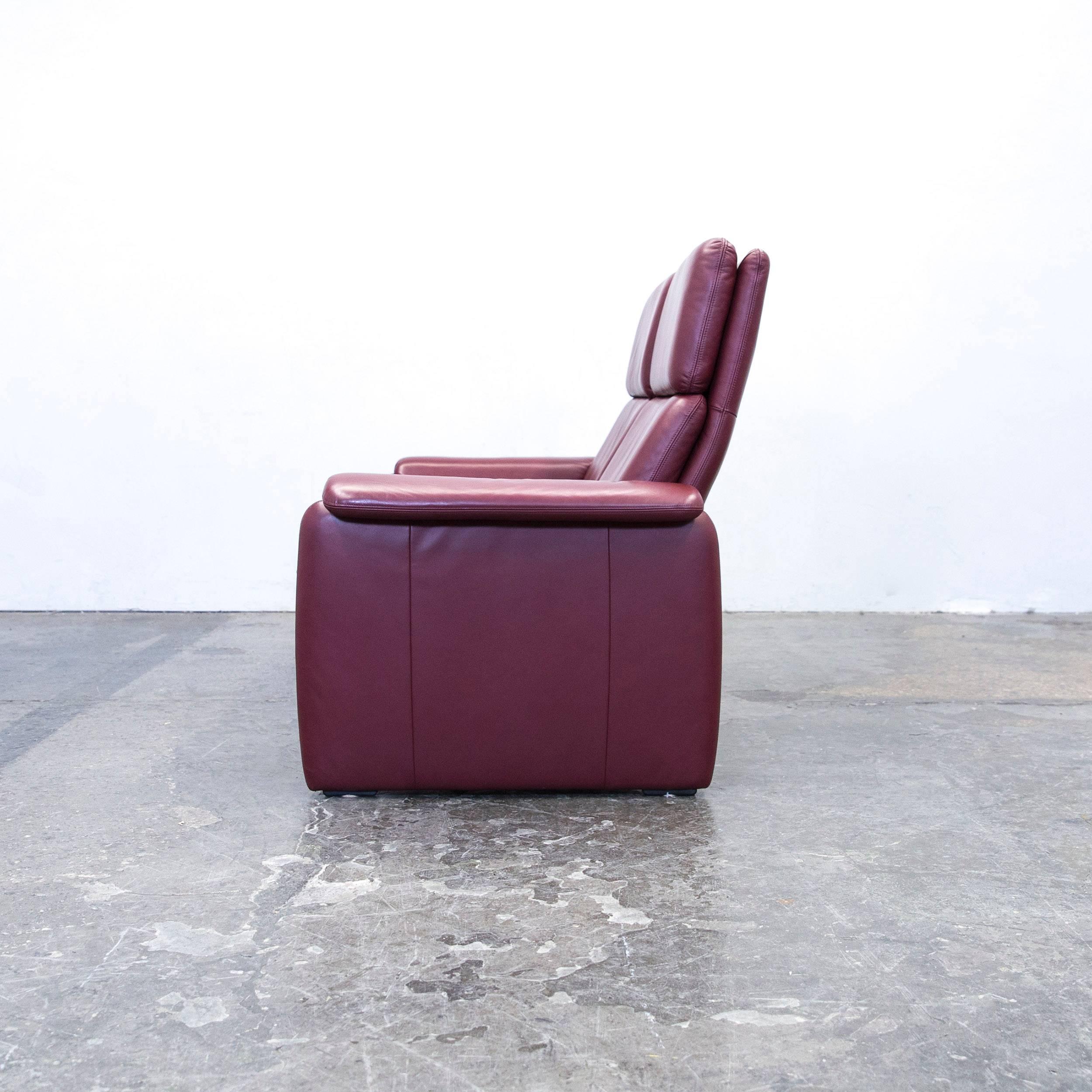 Erpo Designer Sofa Leder Bordeaux Rot Zweisitzer relax Function Couch Modern 4