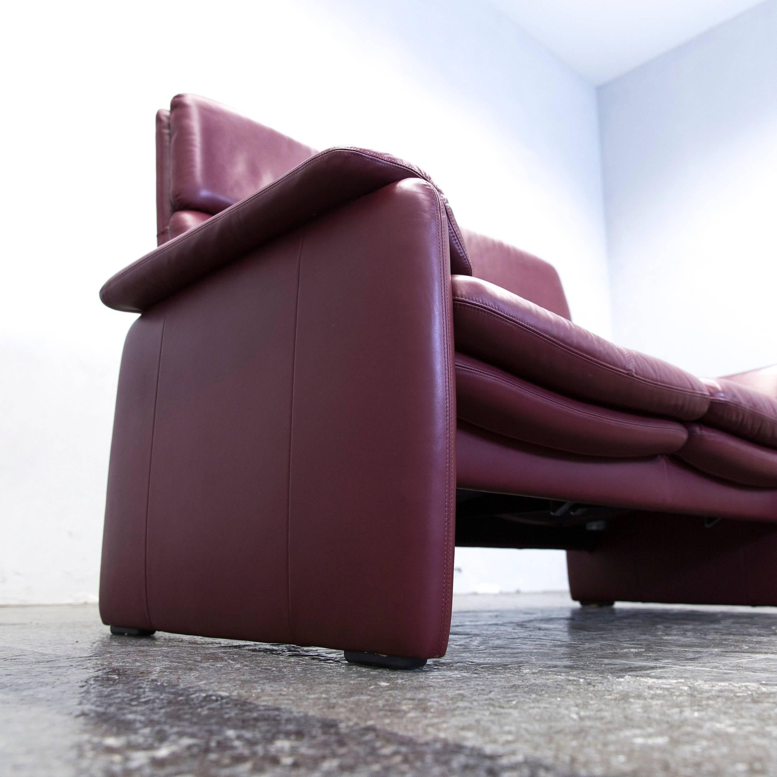 Erpo Designer Sofa Leder Bordeaux Rot Zweisitzer relax Function Couch Modern 3