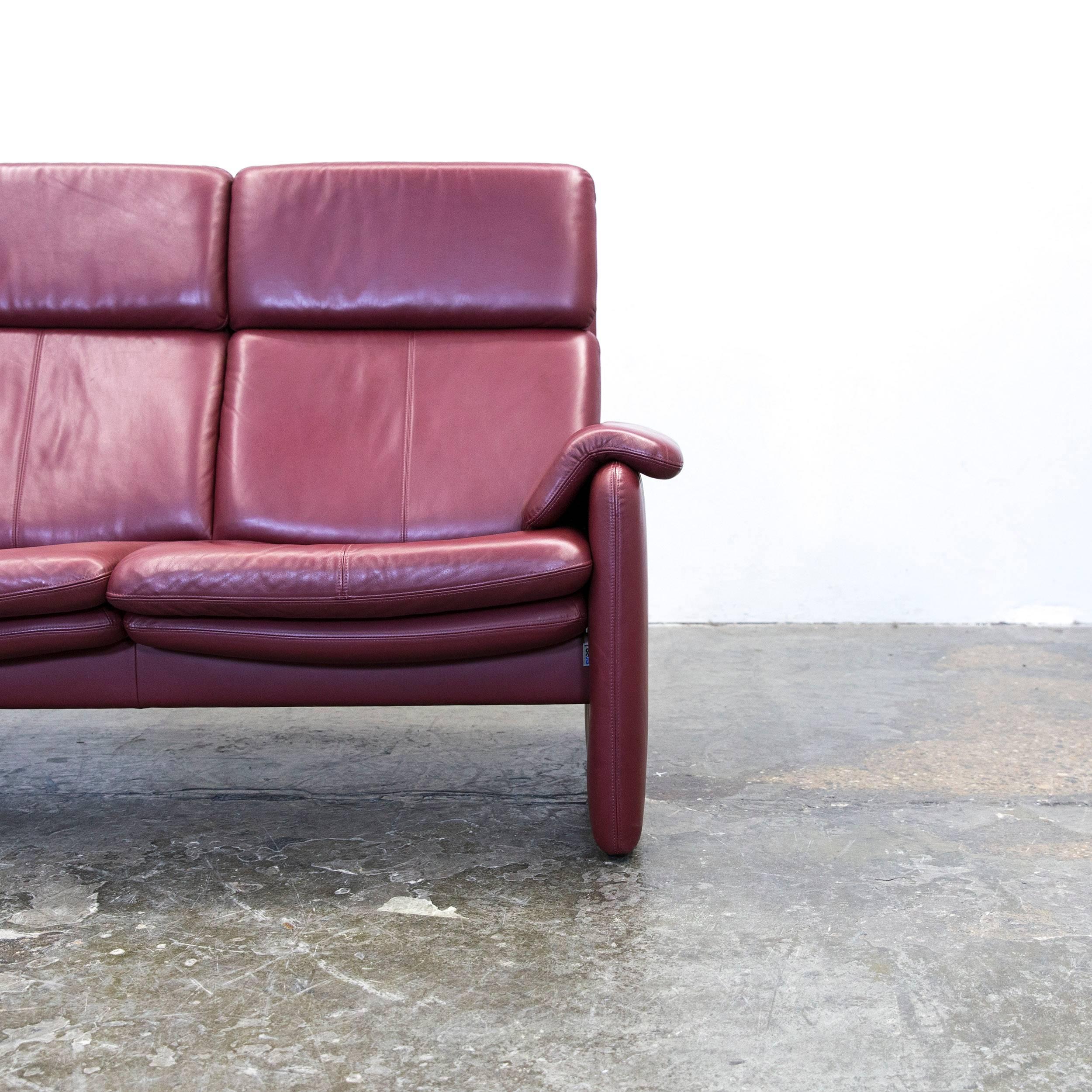 Erpo Designer Sofa Leder Bordeaux Rot Zweisitzer relax Function Couch Modern (Deutsch)