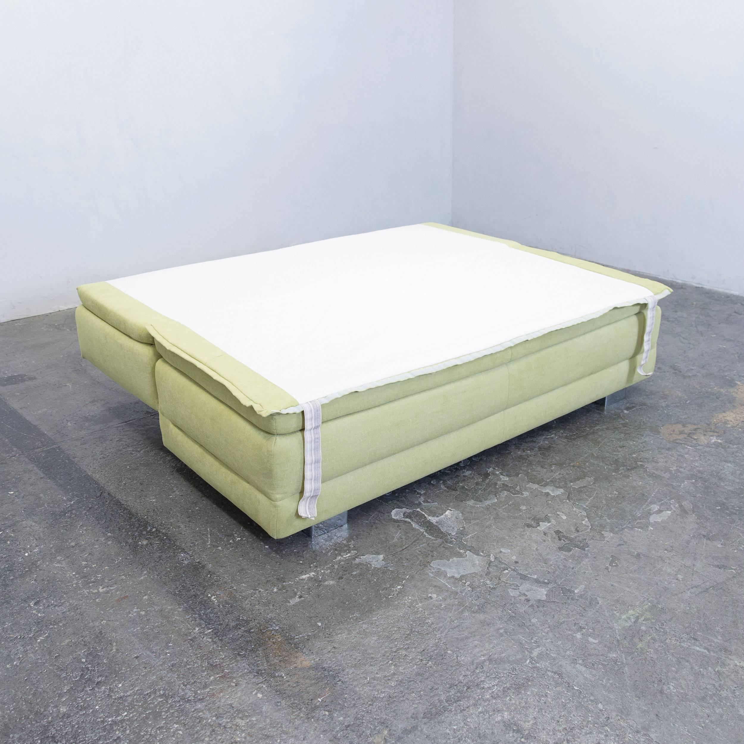 Designer Sleep Sofa Fabric Green Three-Seat Function Couch Modern 1